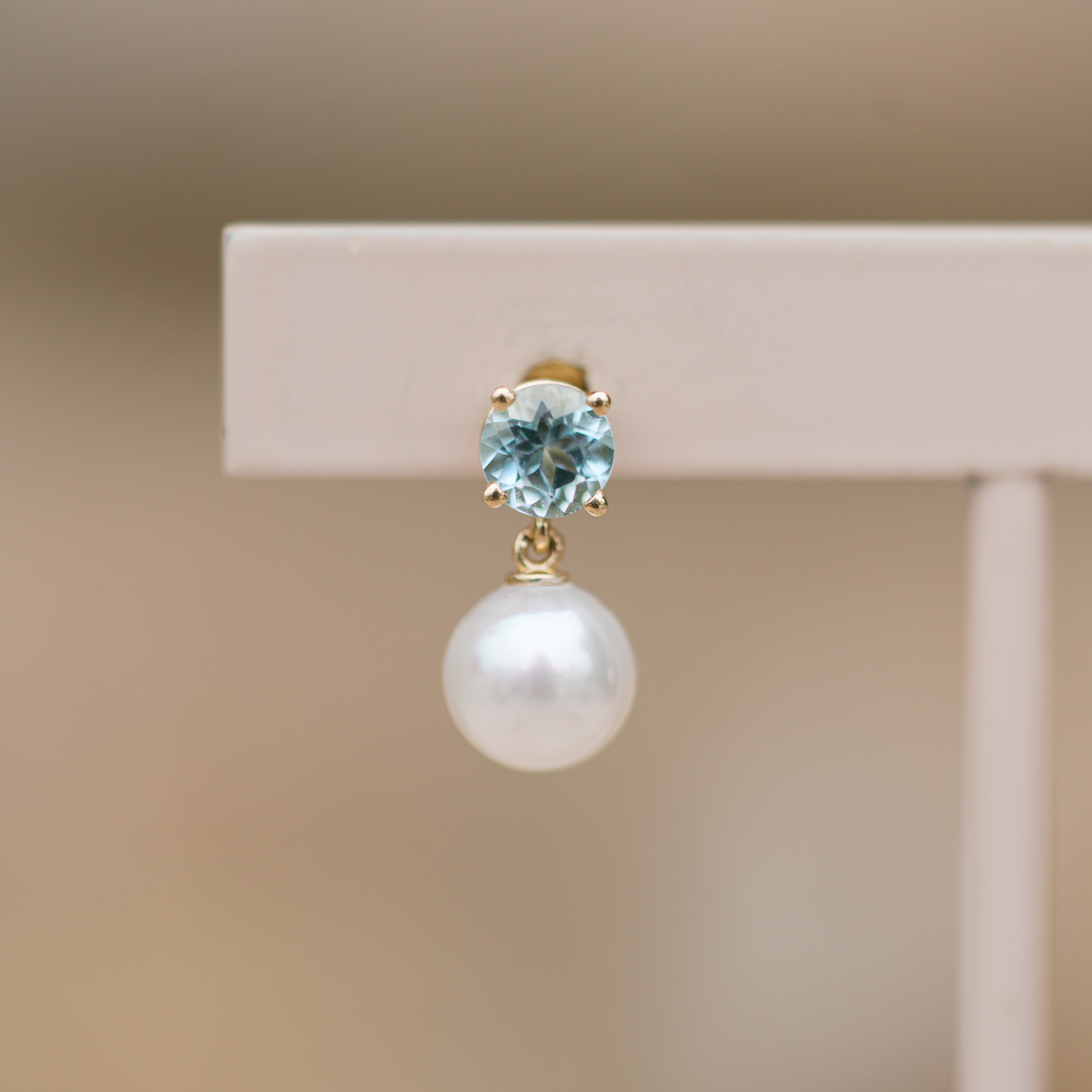 aquamarine and pearl dangle earrings