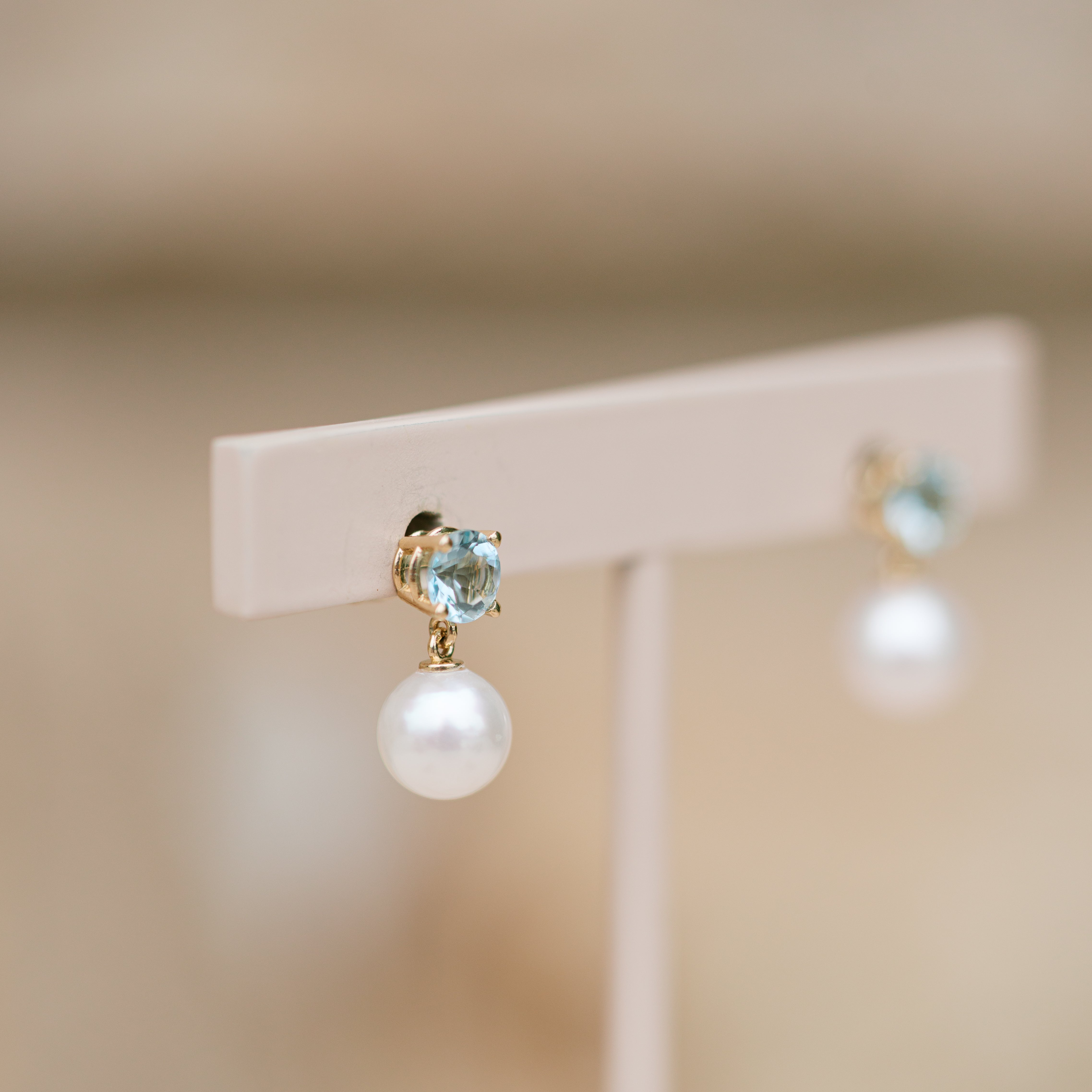 aquamarine and pearl dangle earrings