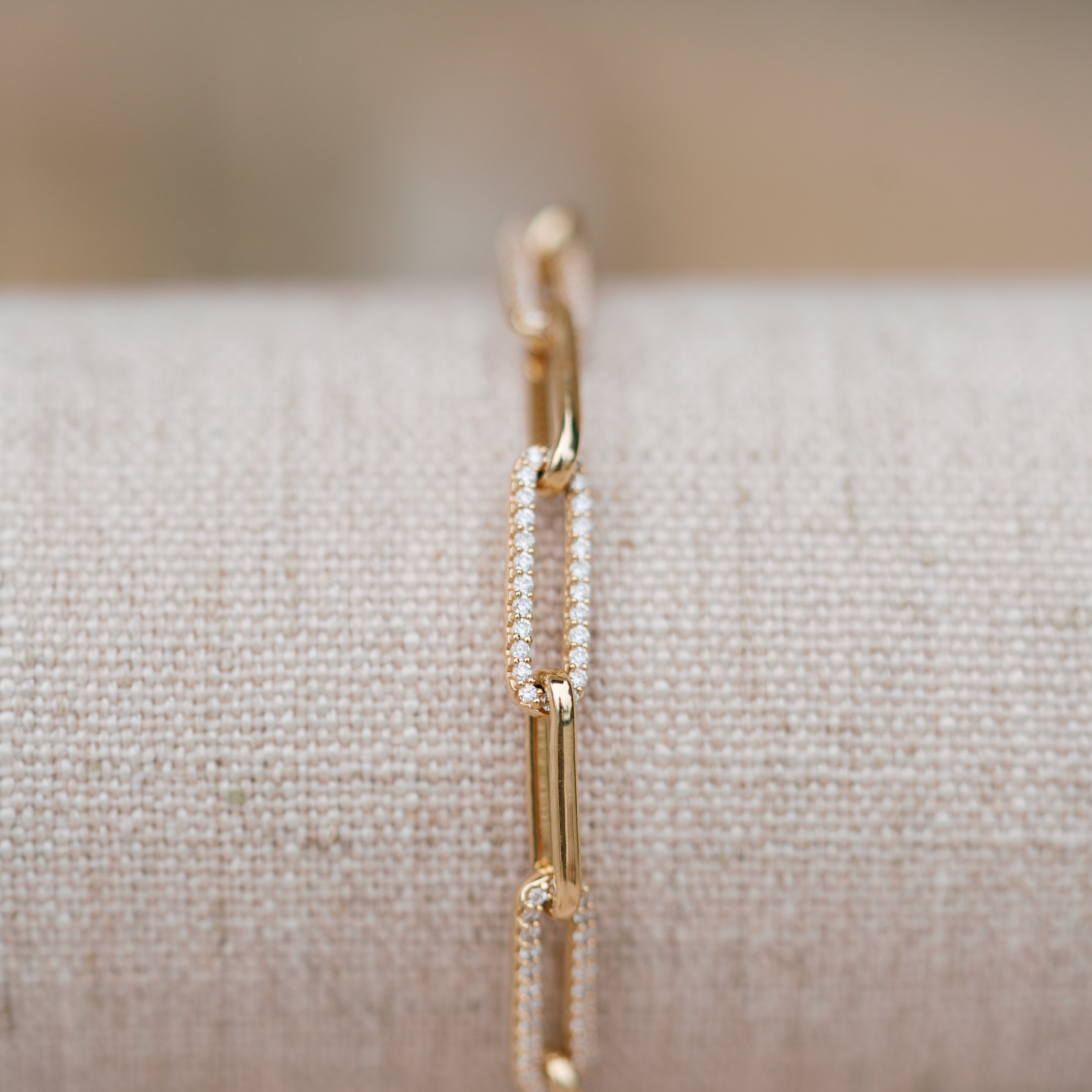 14k yellow gold diamond link bracelet