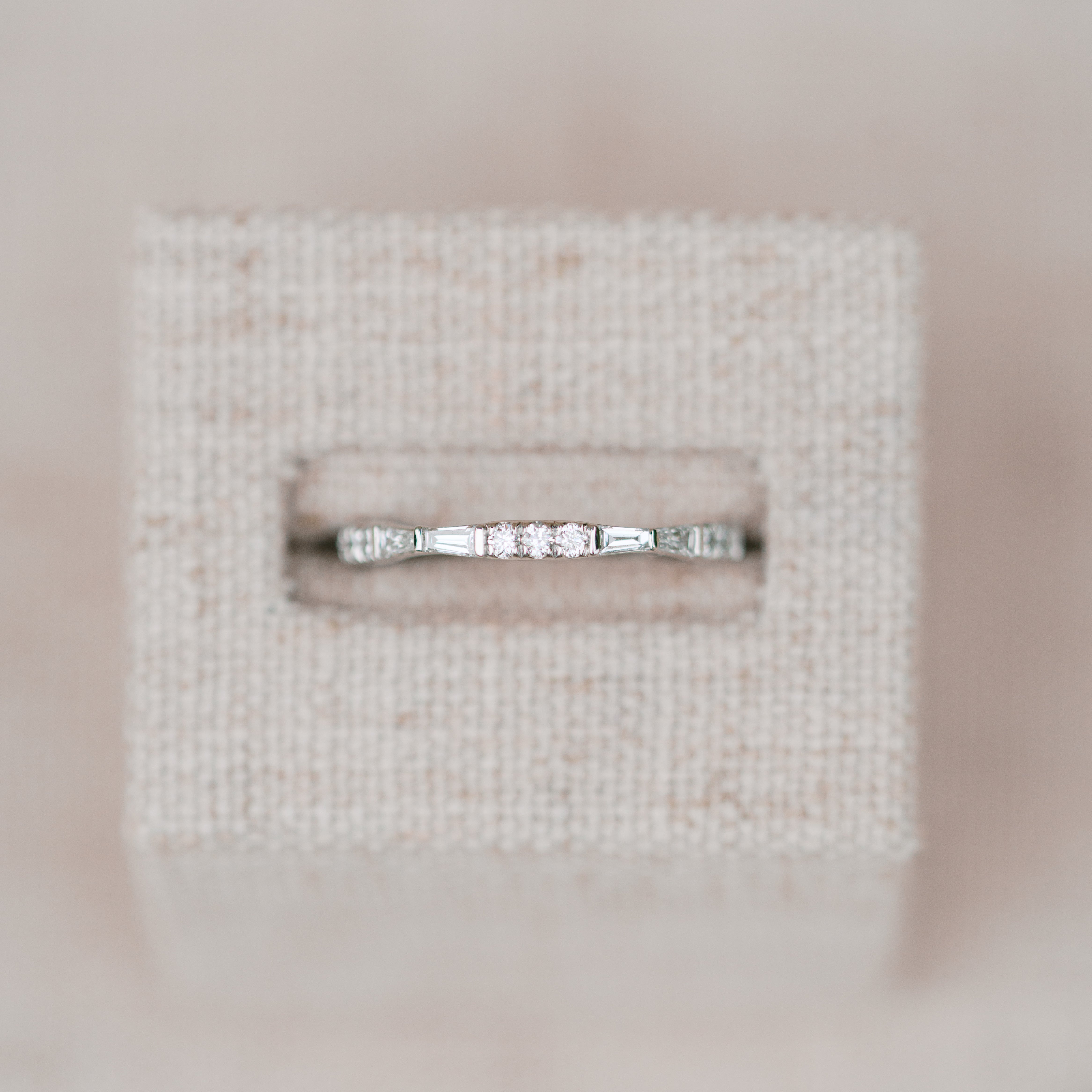 tapered baguette and round diamond band