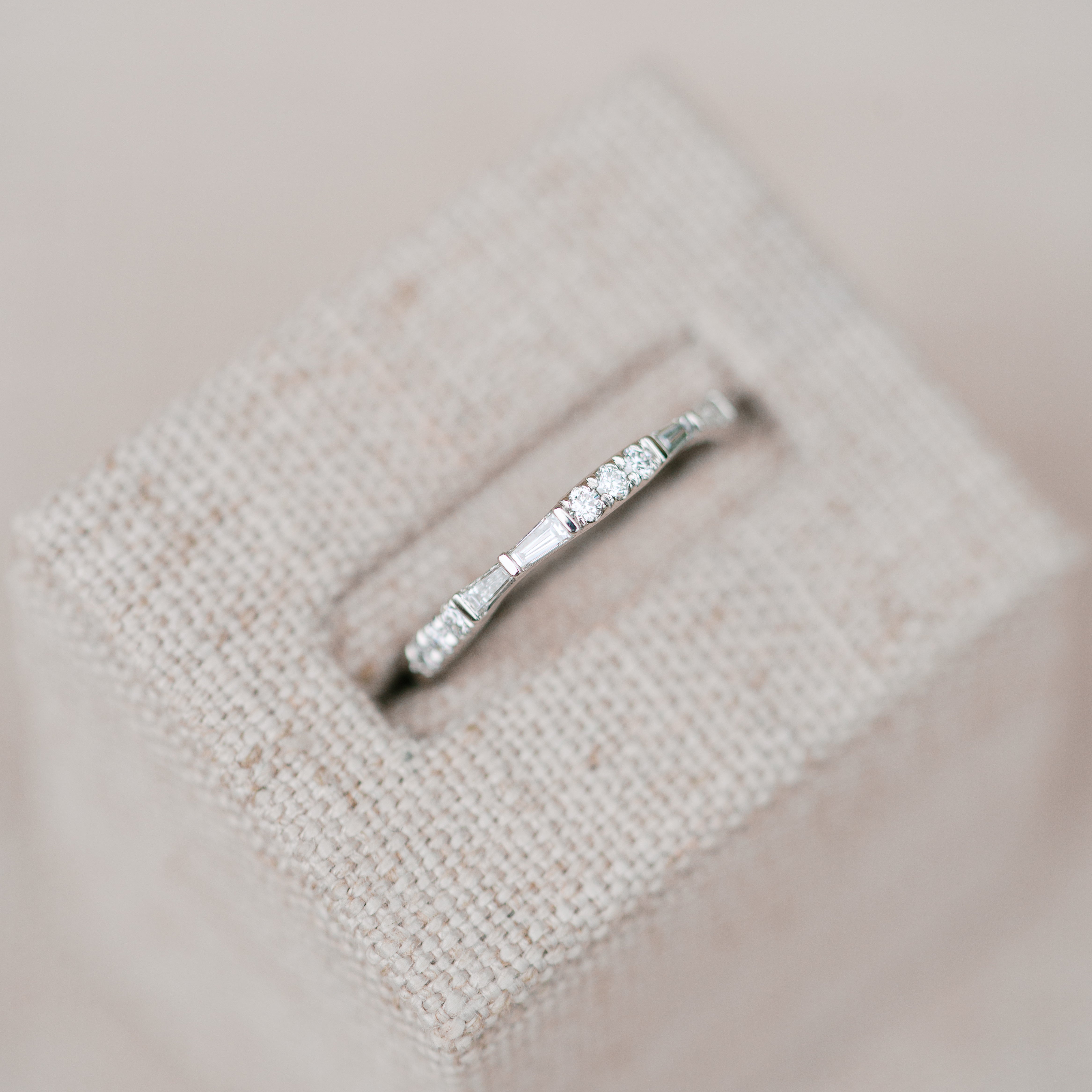 tapered baguette and round diamond band