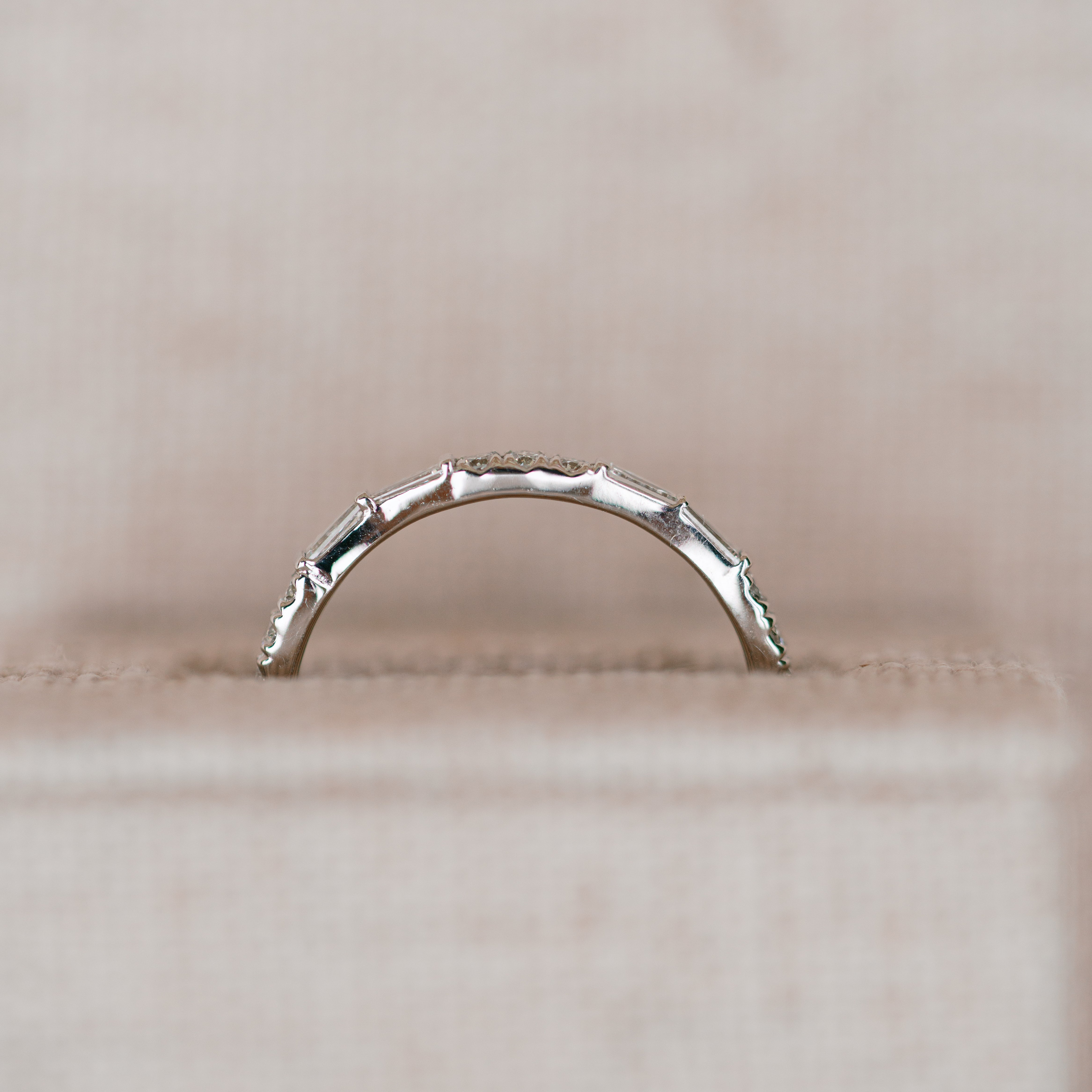 tapered baguette and round diamond band