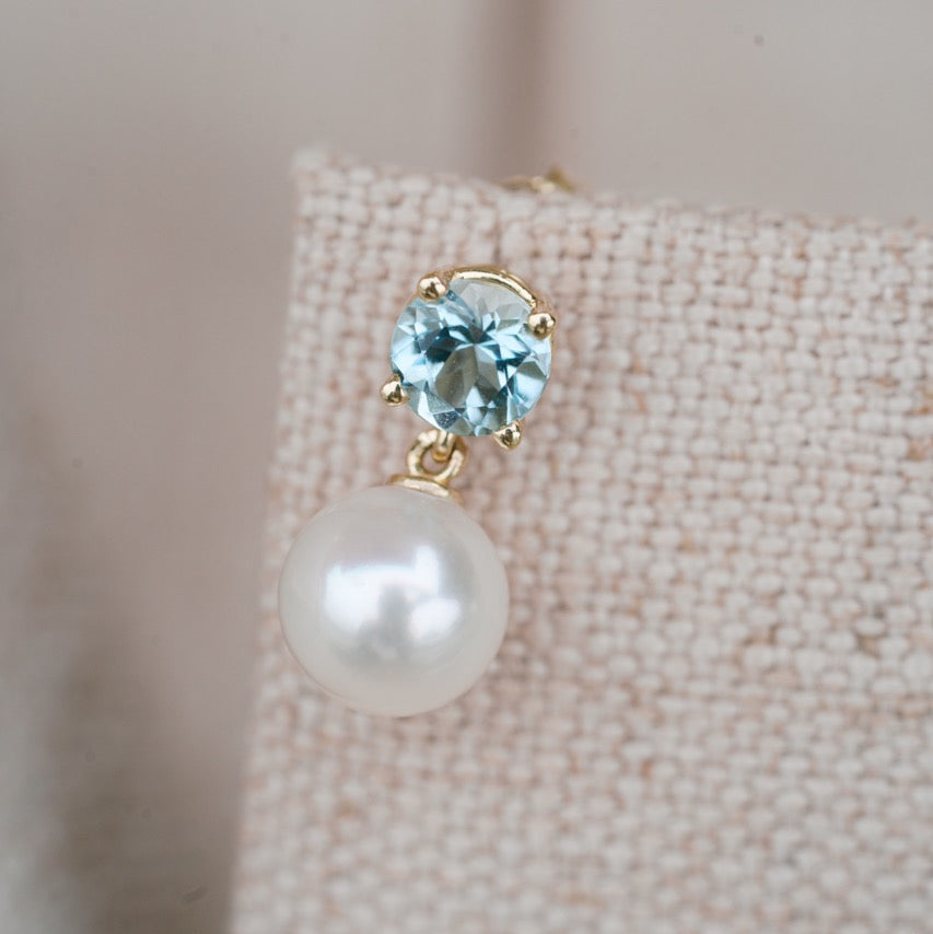 aquamarine and pearl dangle earrings