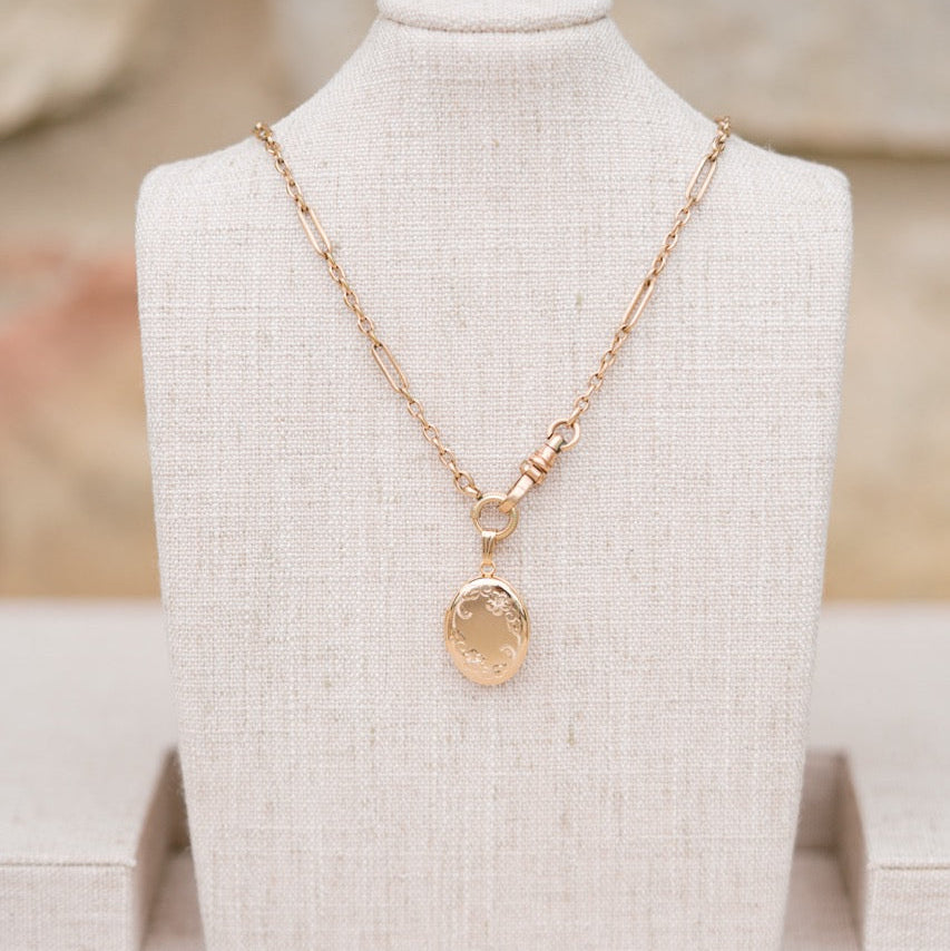 Victorian oval link watch chain with locket