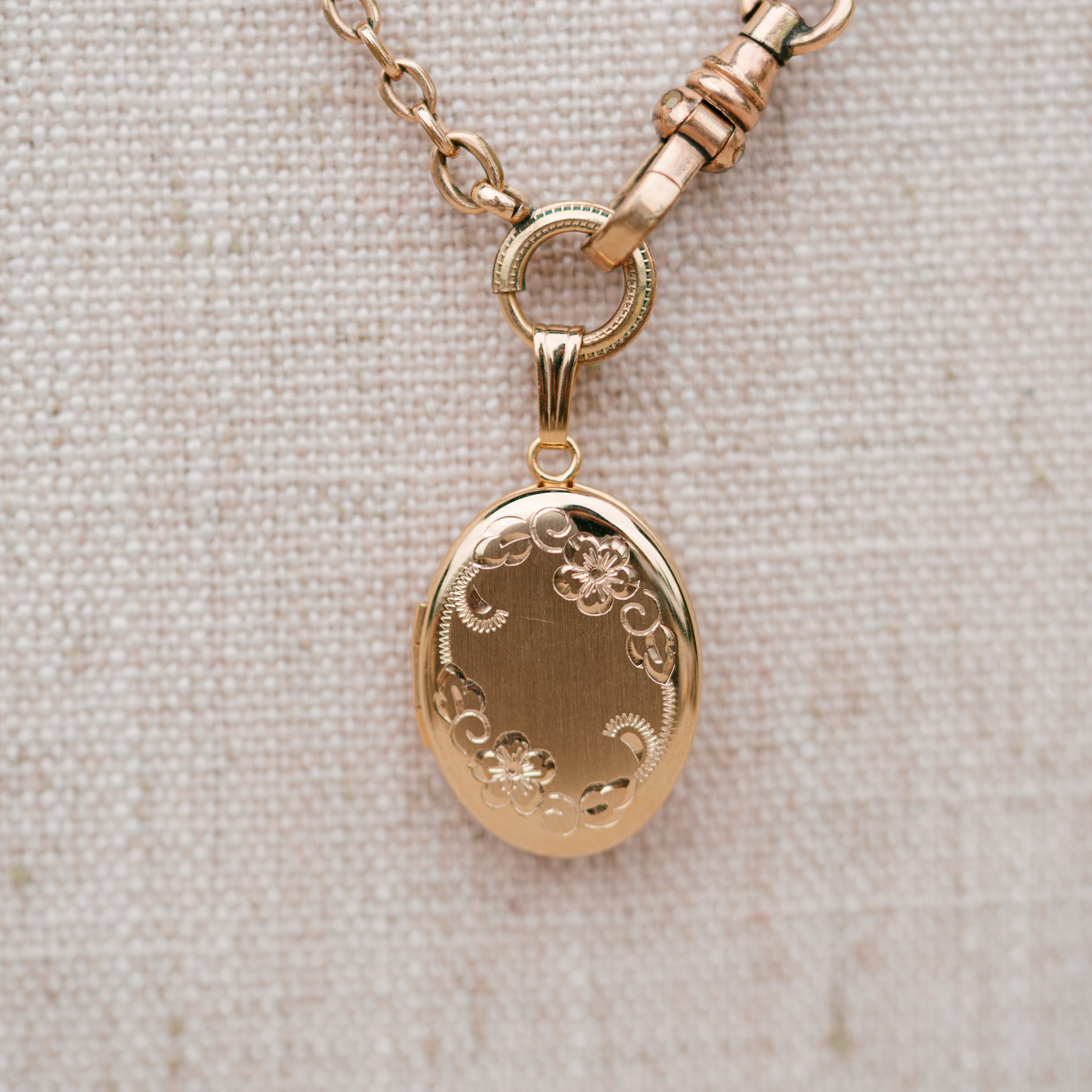 Victorian oval link watch chain with locket