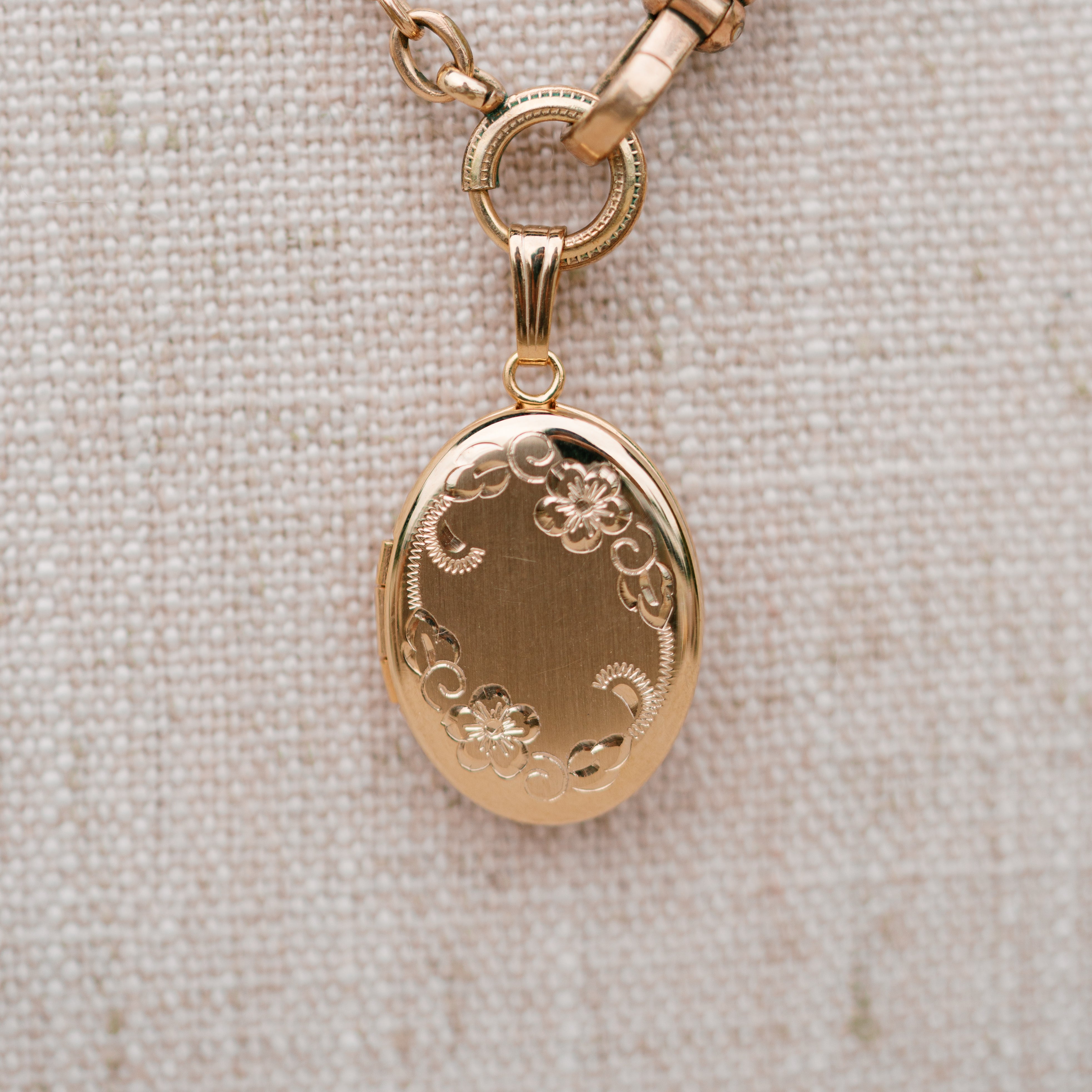 Victorian oval link watch chain with locket