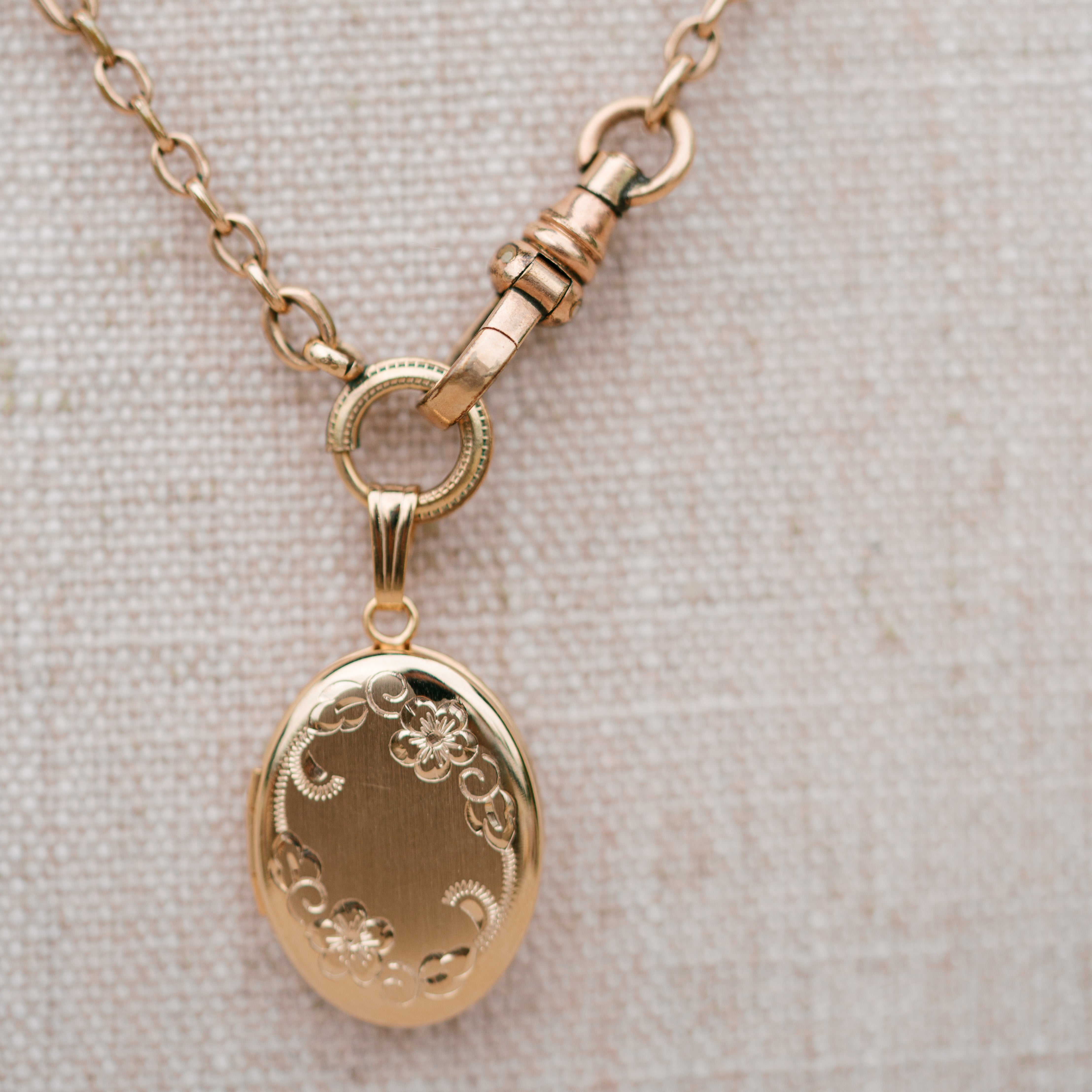 Victorian oval link watch chain with locket