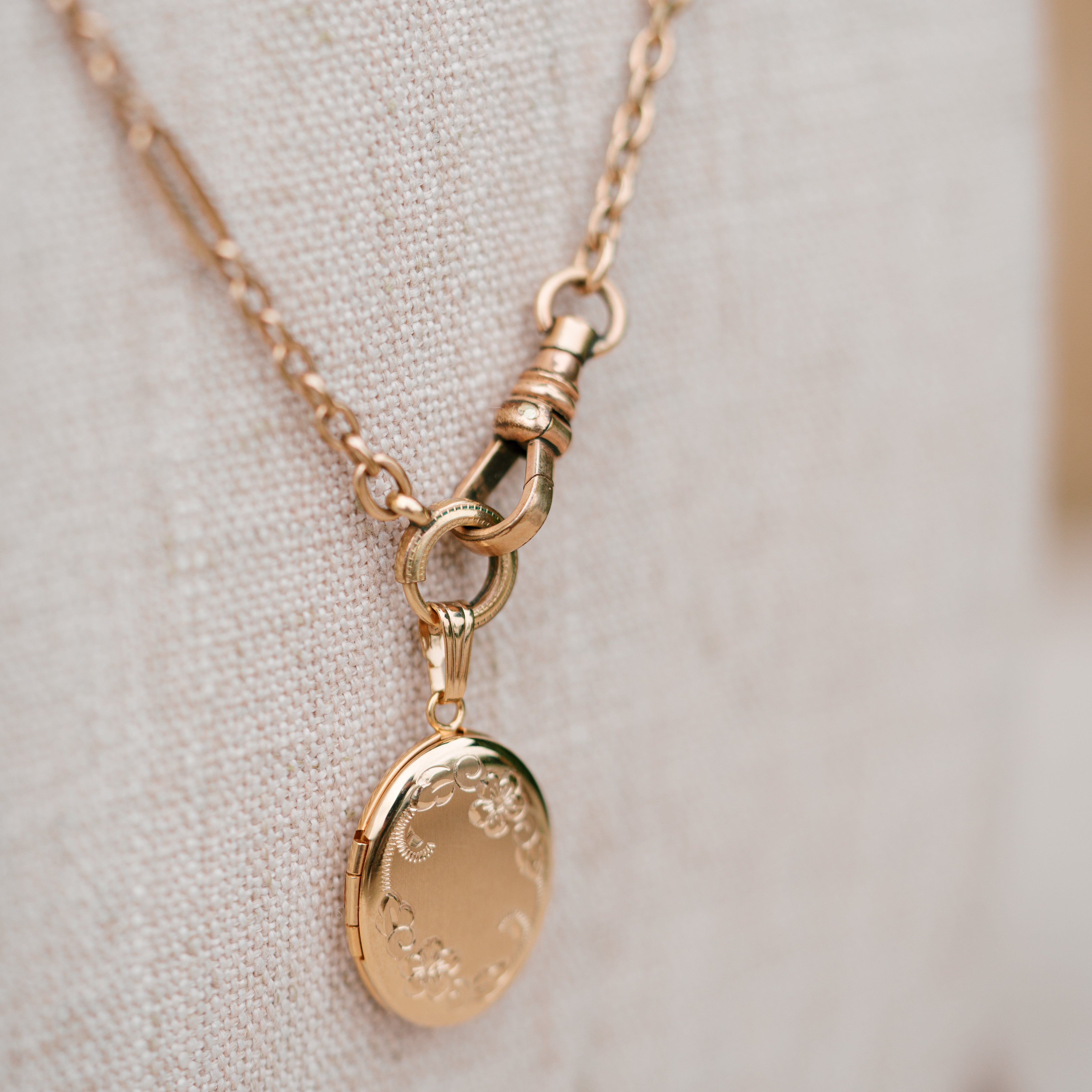 Victorian oval link watch chain with locket