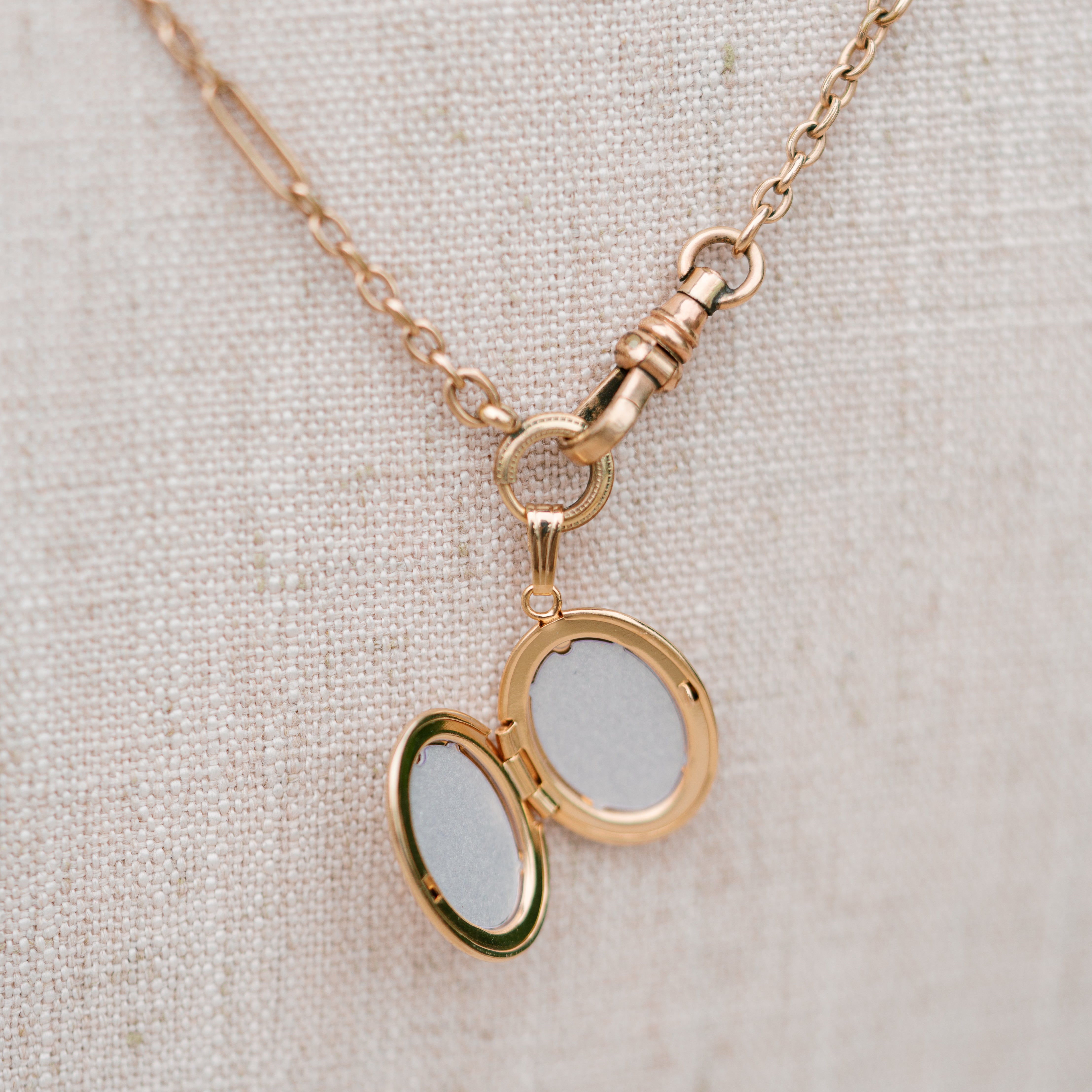 Victorian oval link watch chain with locket