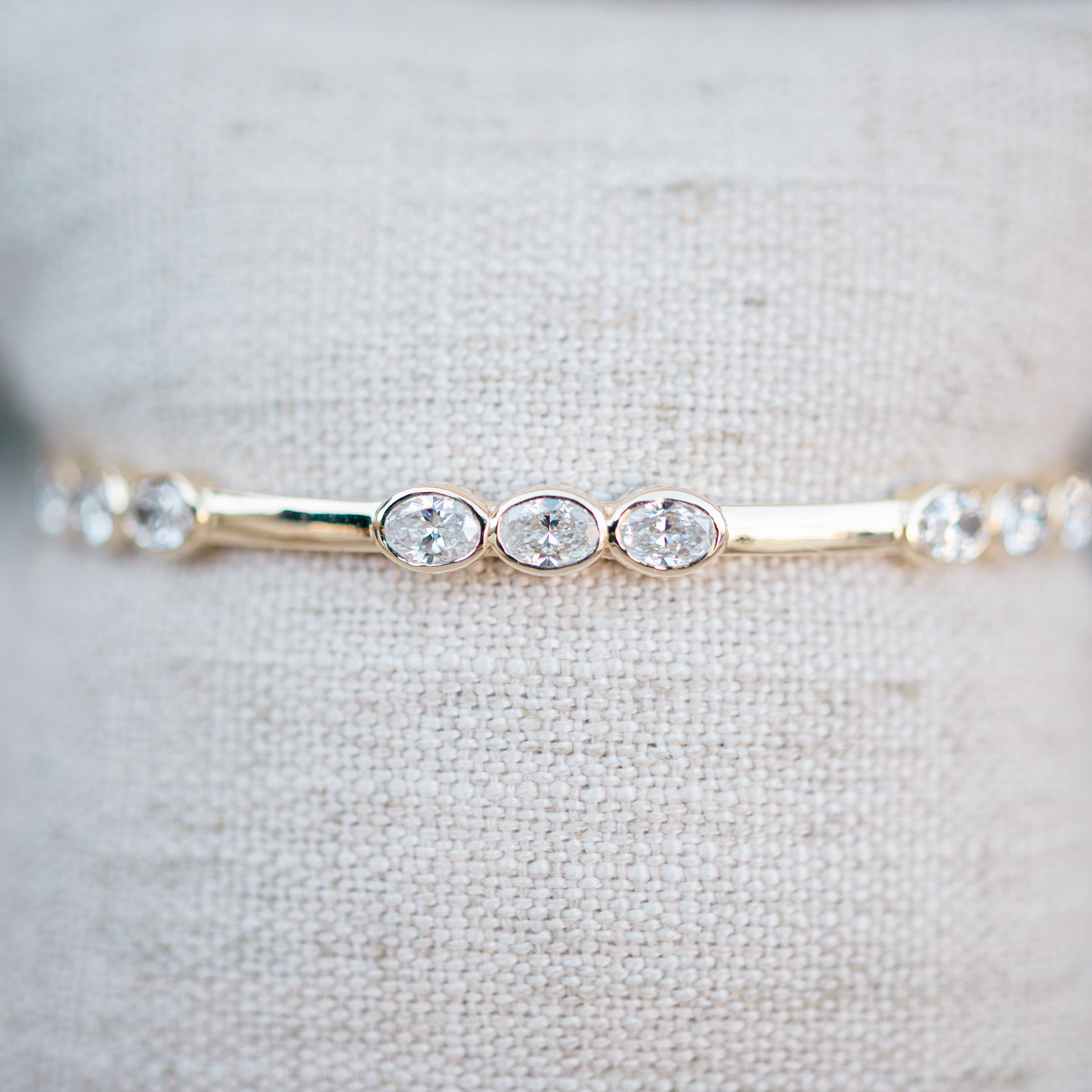 Oval diamond station bangle