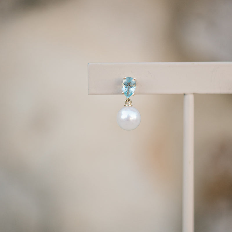 Aquamarine and pearl earrings