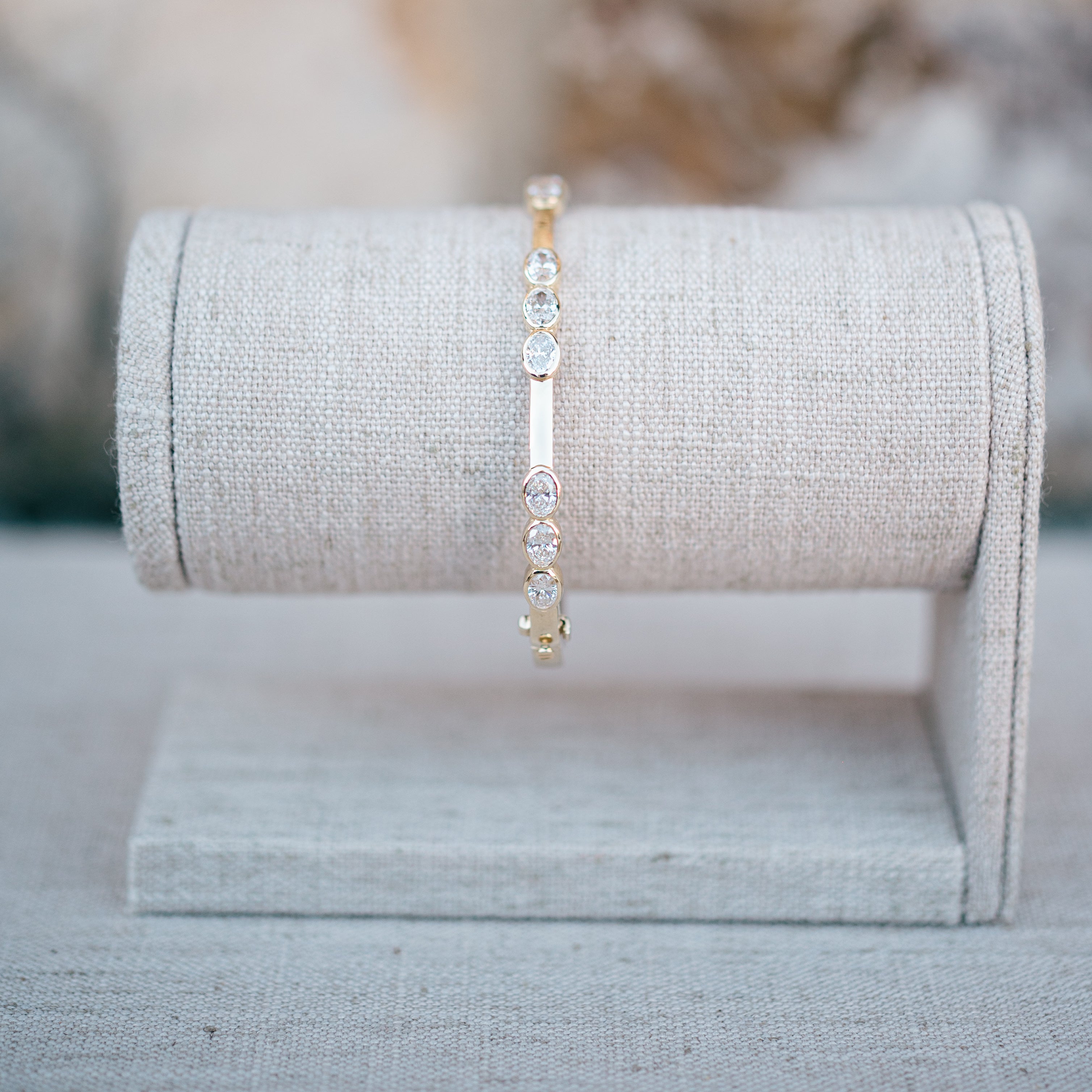 Oval diamond station bangle