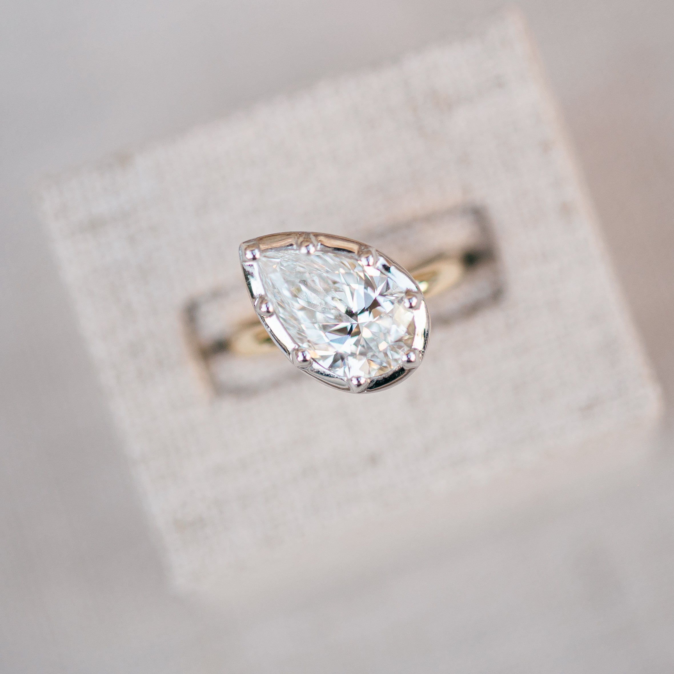 Pear shaped diamond ring