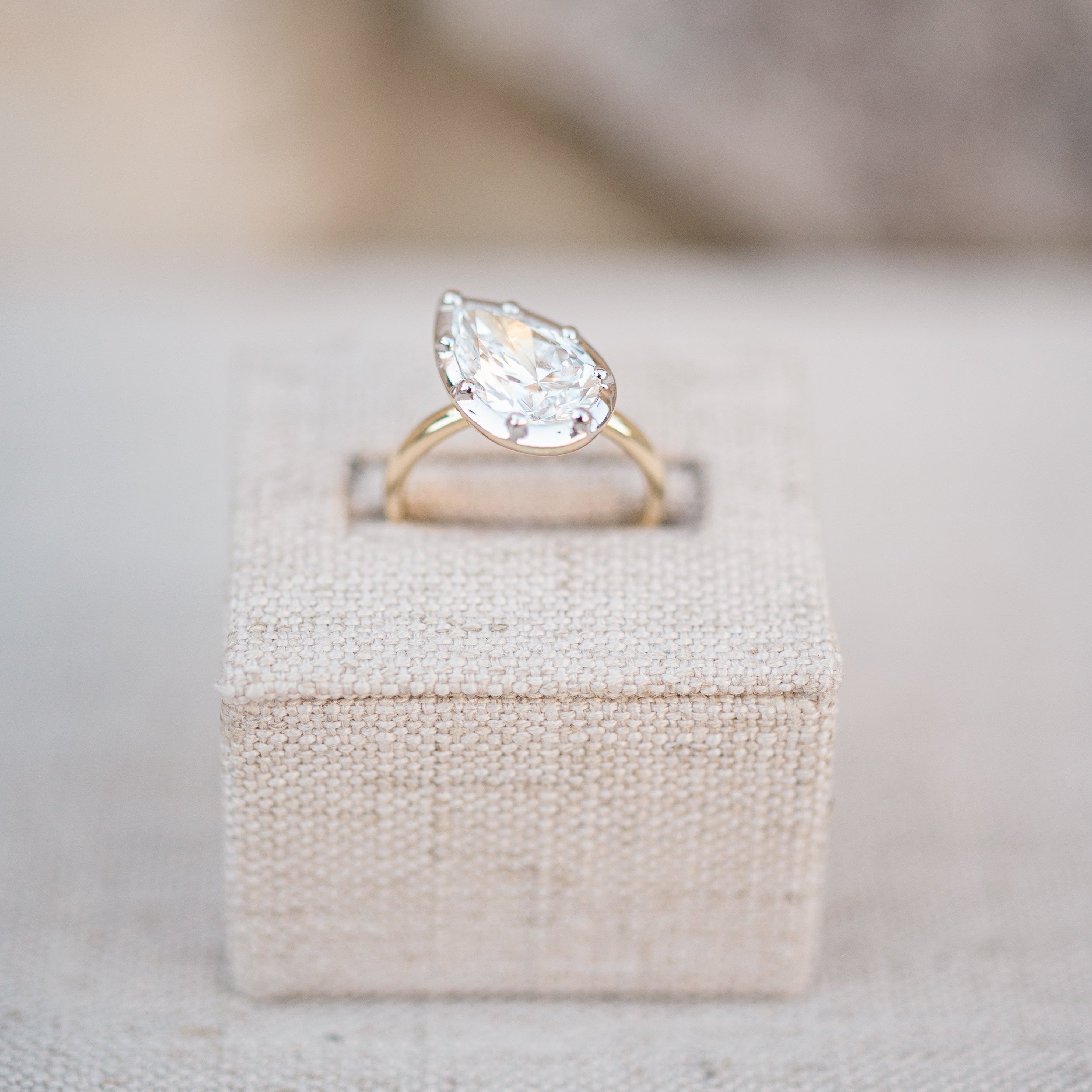 Pear shaped diamond ring