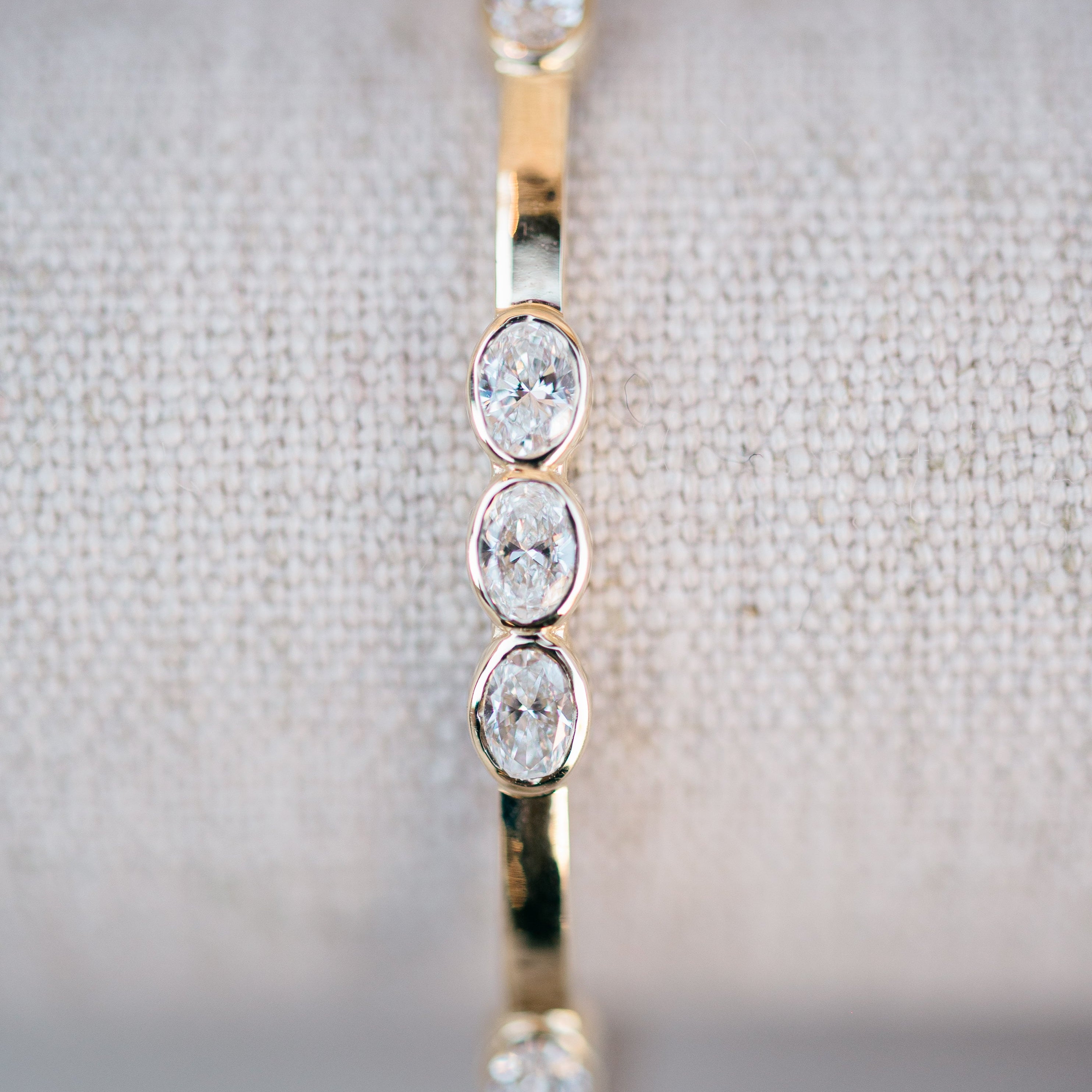 Oval diamond station bangle
