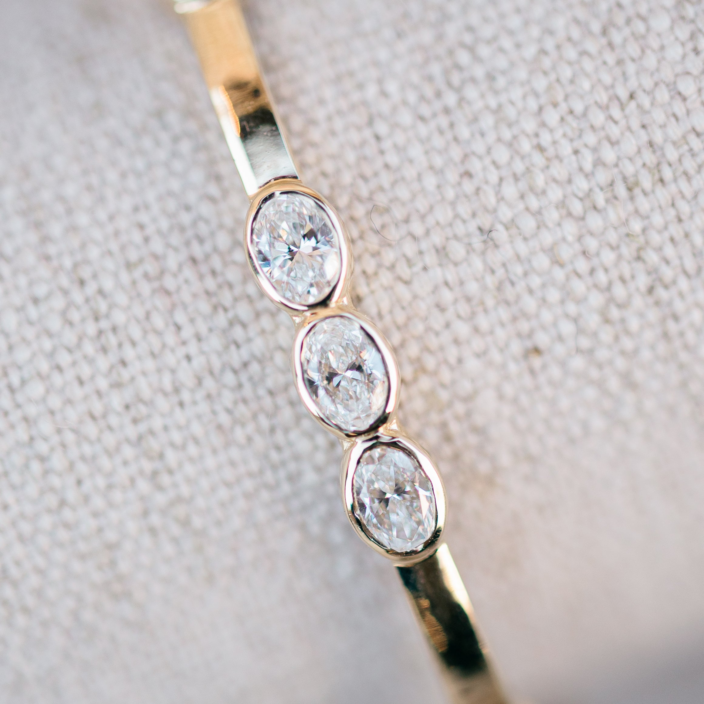 Oval diamond station bangle