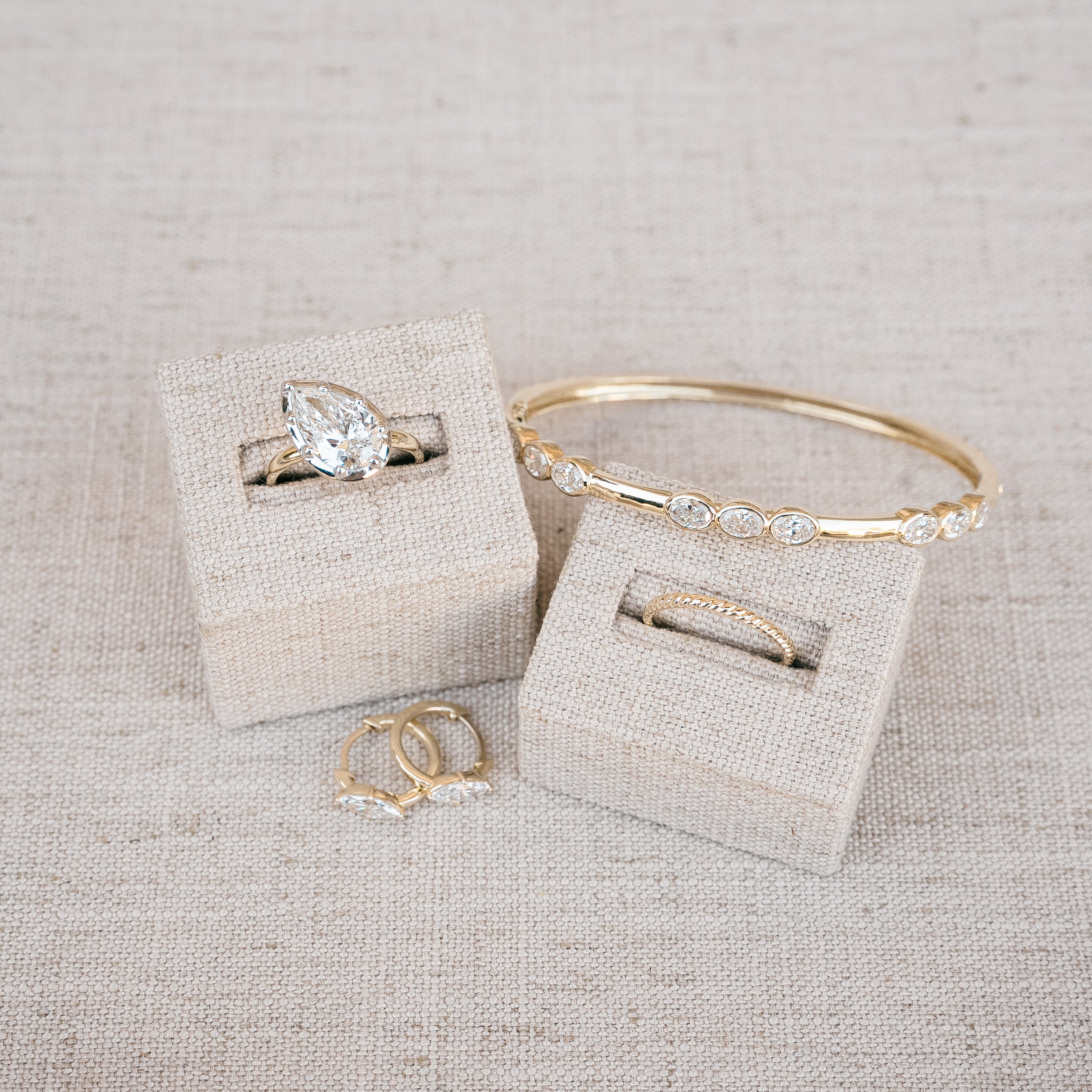 Oval diamond station bangle