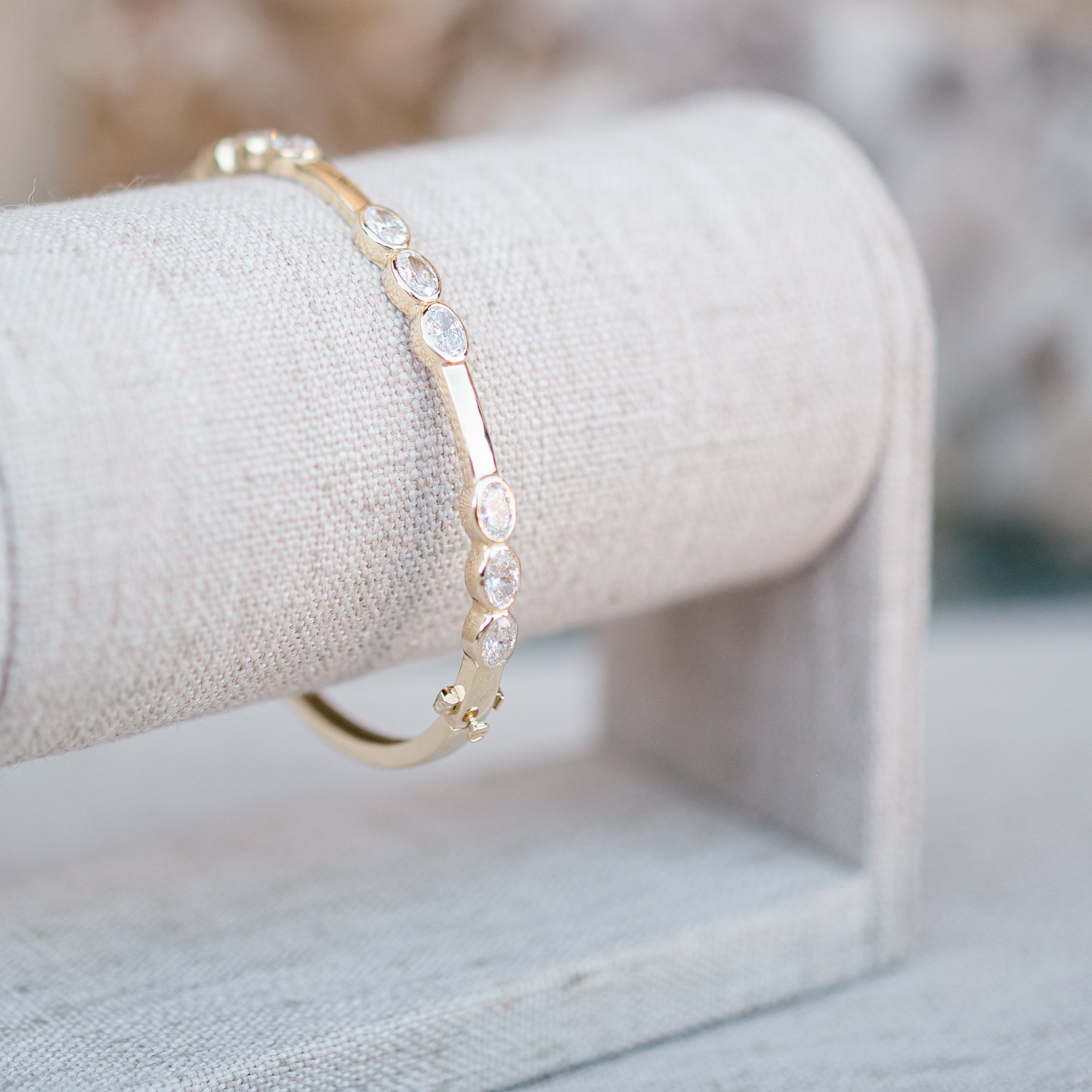Oval diamond station bangle