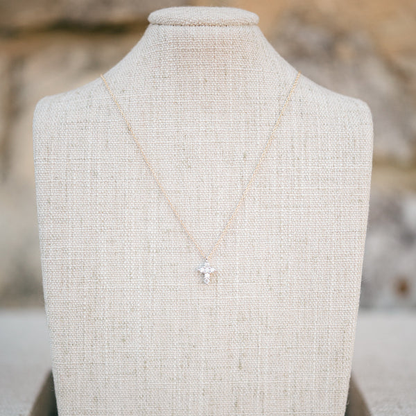 mixed metal petite diamond cross