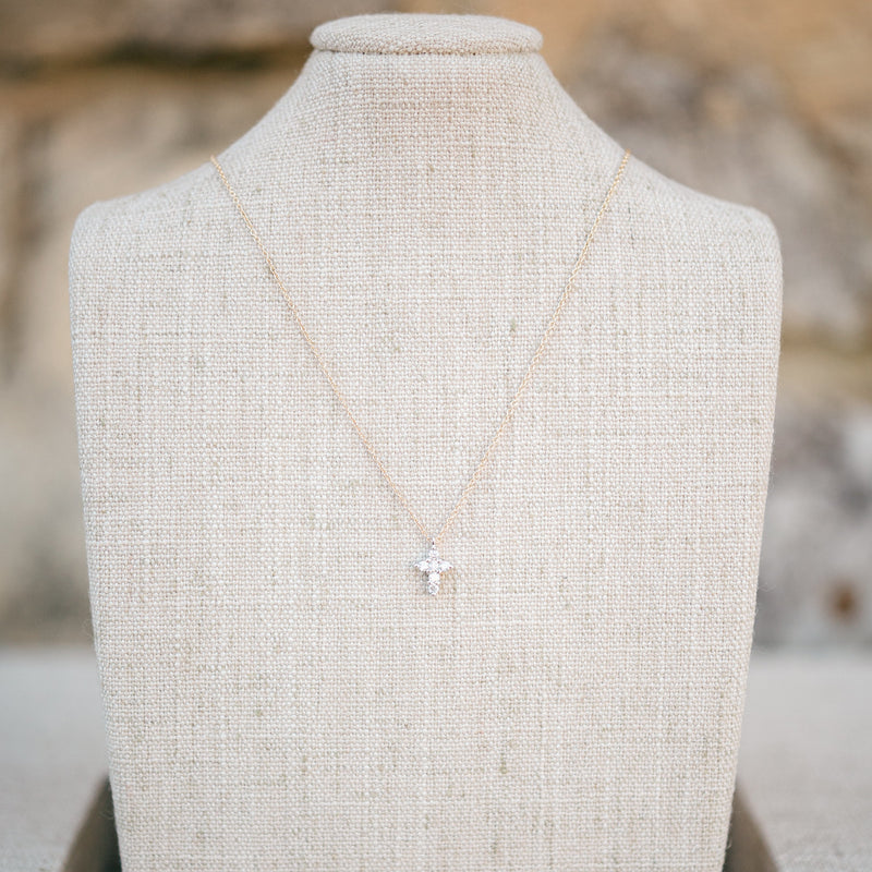 mixed metal petite diamond cross