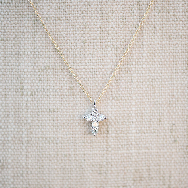 mixed metal petite diamond cross