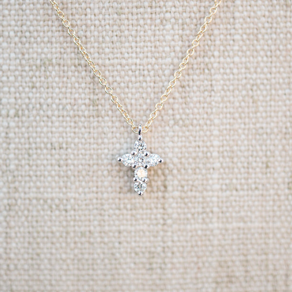 mixed metal petite diamond cross