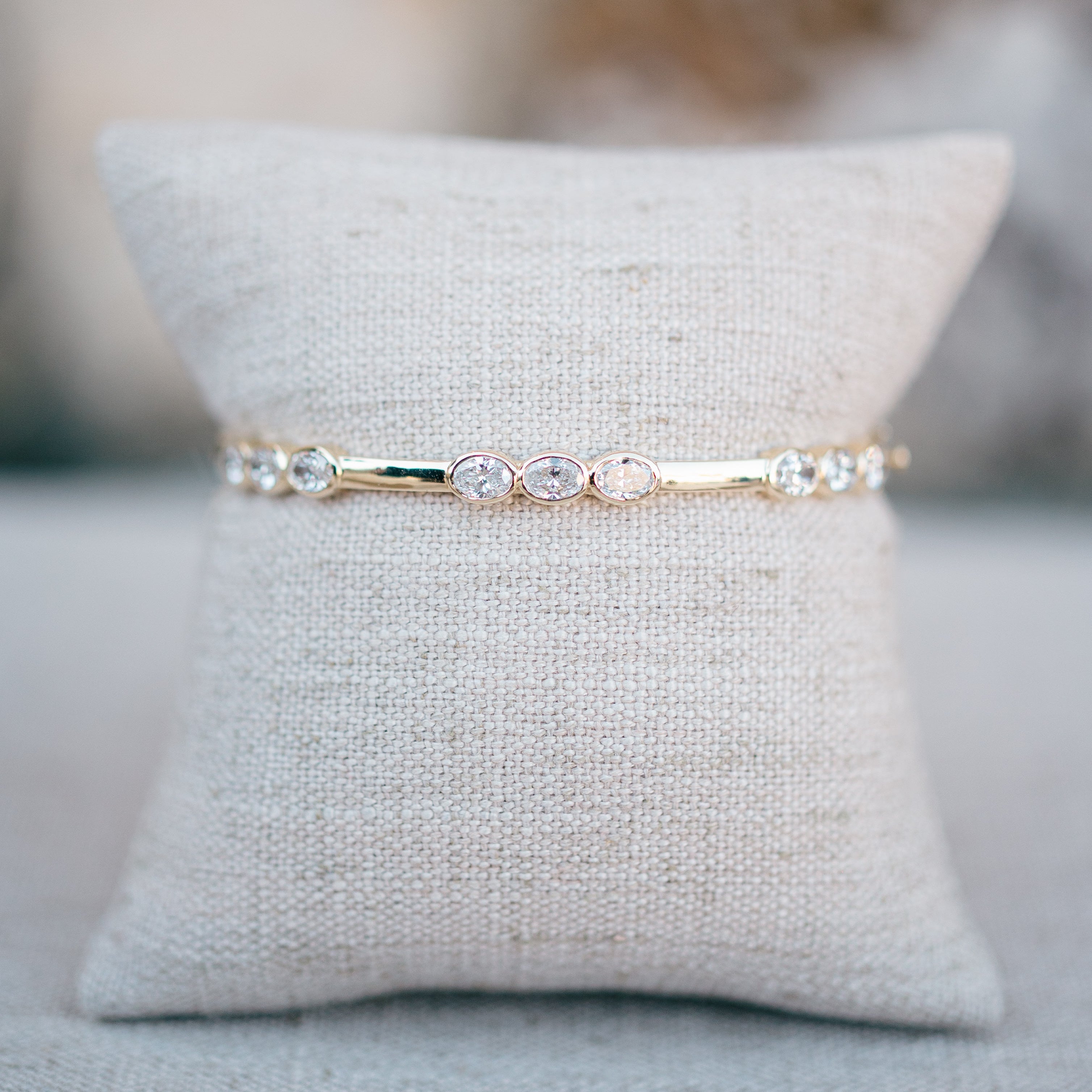 Oval diamond station bangle