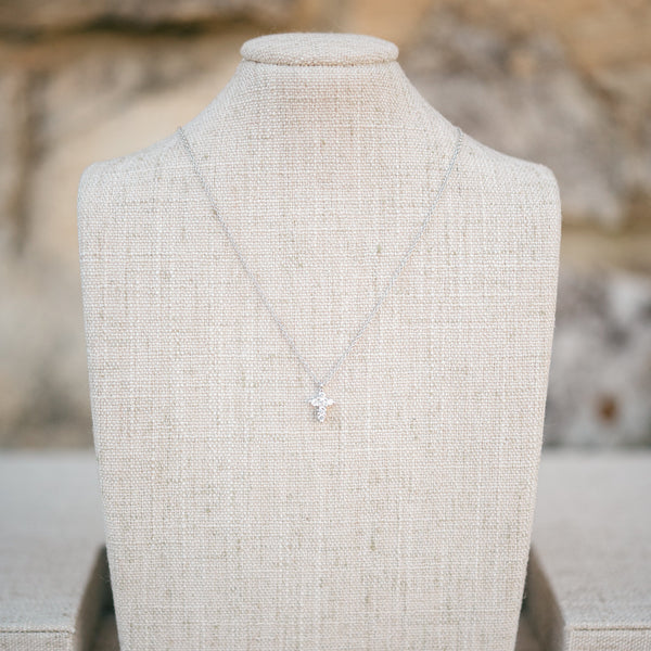 white gold petite diamond cross