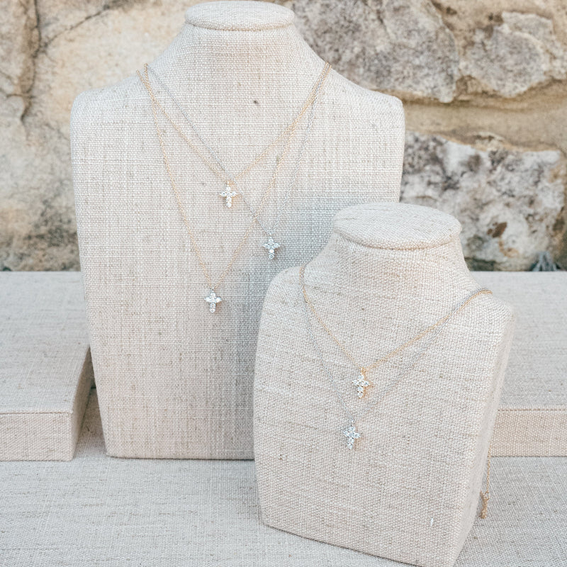 Yellow gold petite diamond cross