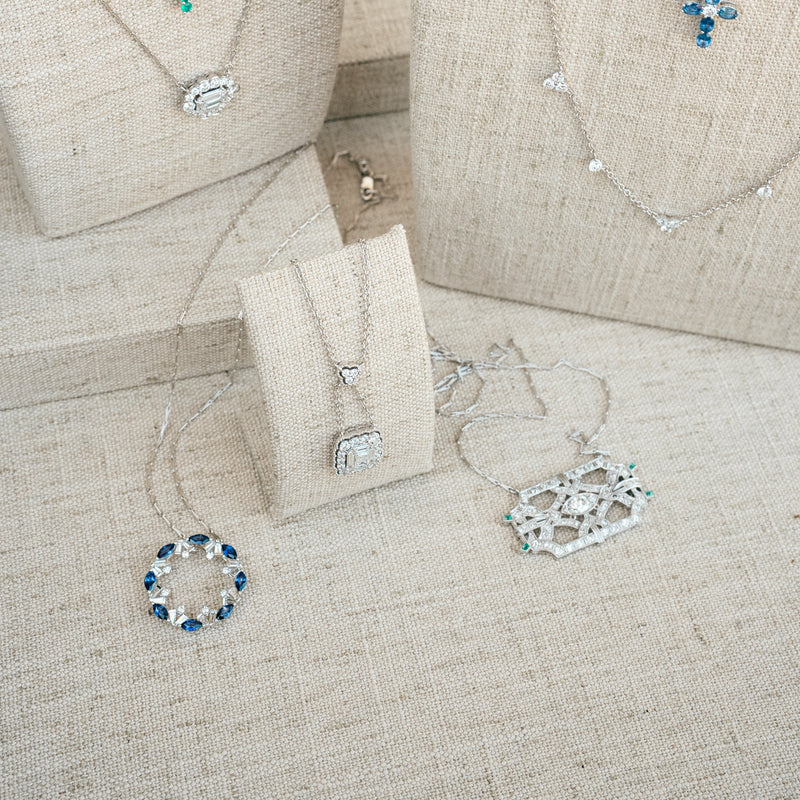 Diamond Emerald Brooch necklace