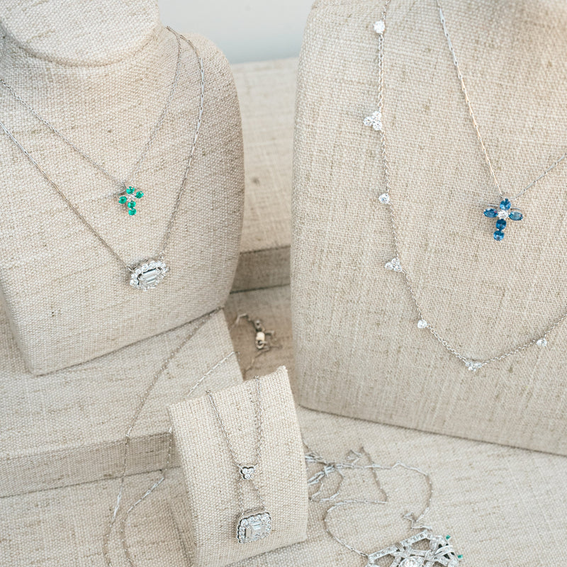 petite emerald and diamond cross