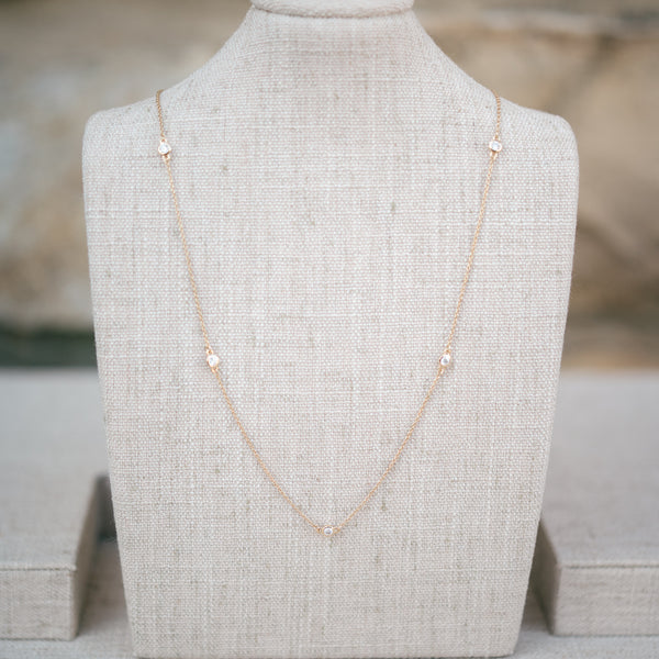 Lab grown diamond station necklace
