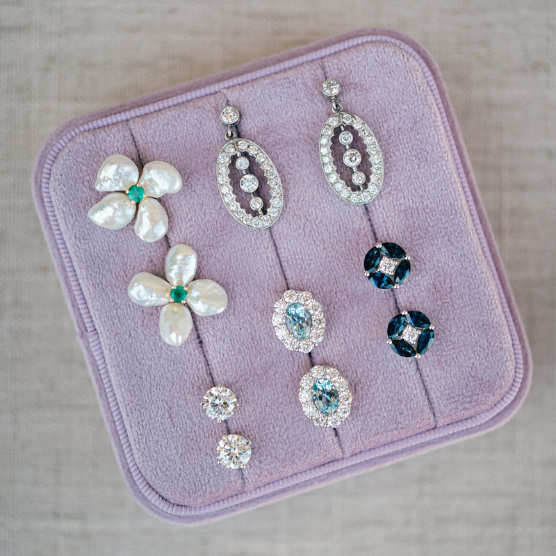 blue sapphire & diamond studs