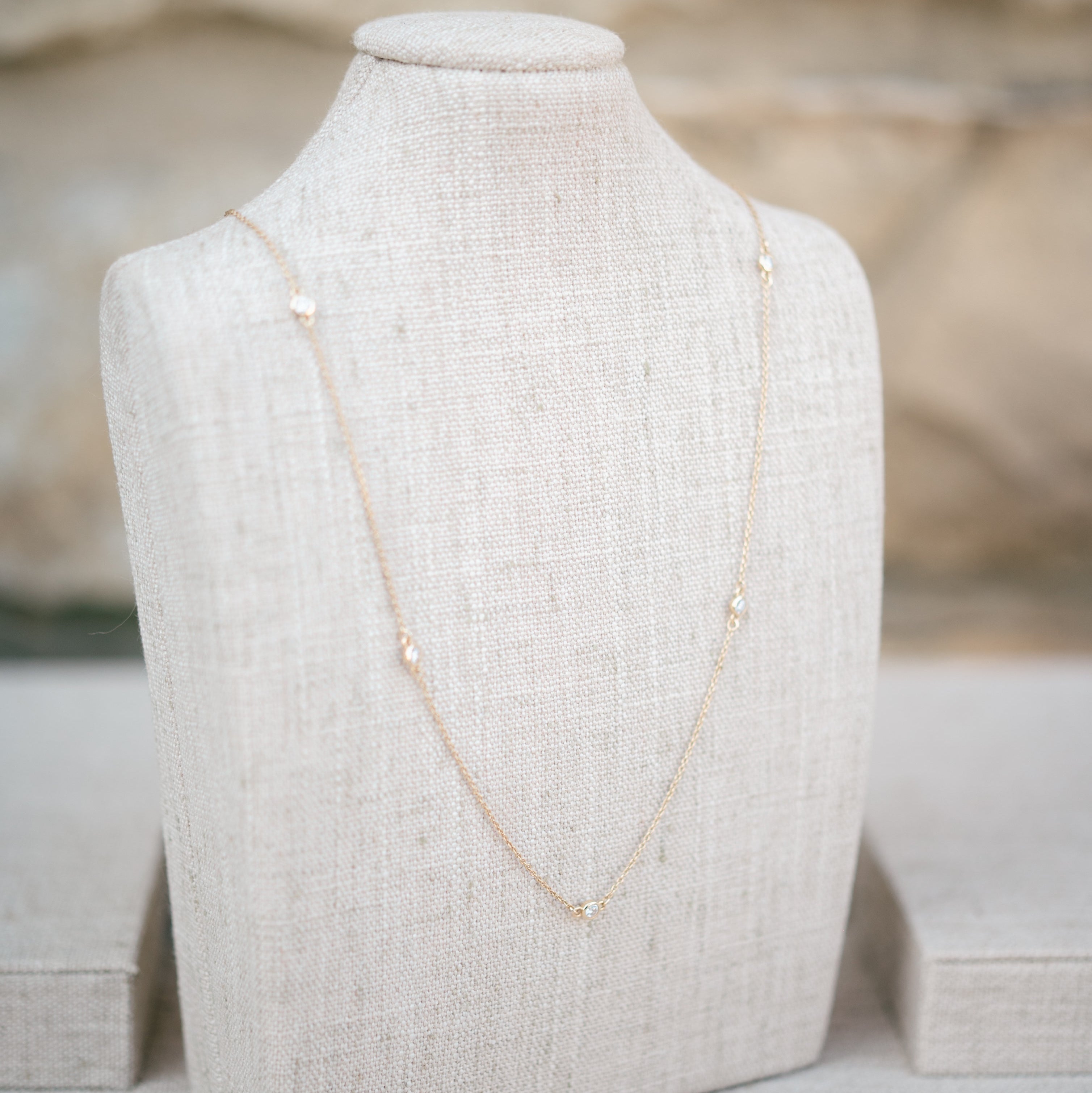 Lab grown diamond station necklace