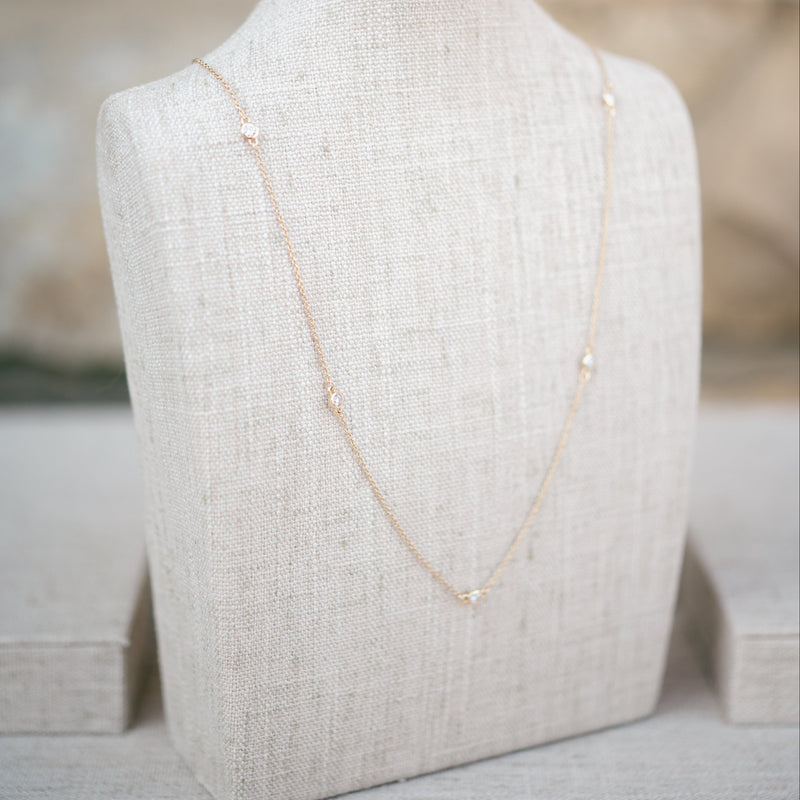 Lab grown diamond station necklace