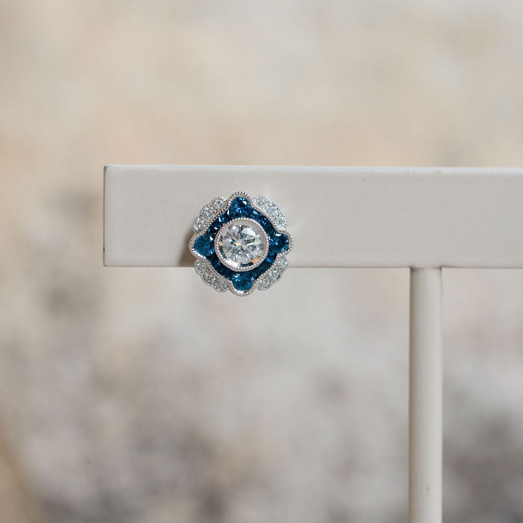 Vintage Inspired Sapphire and Diamond Earrings