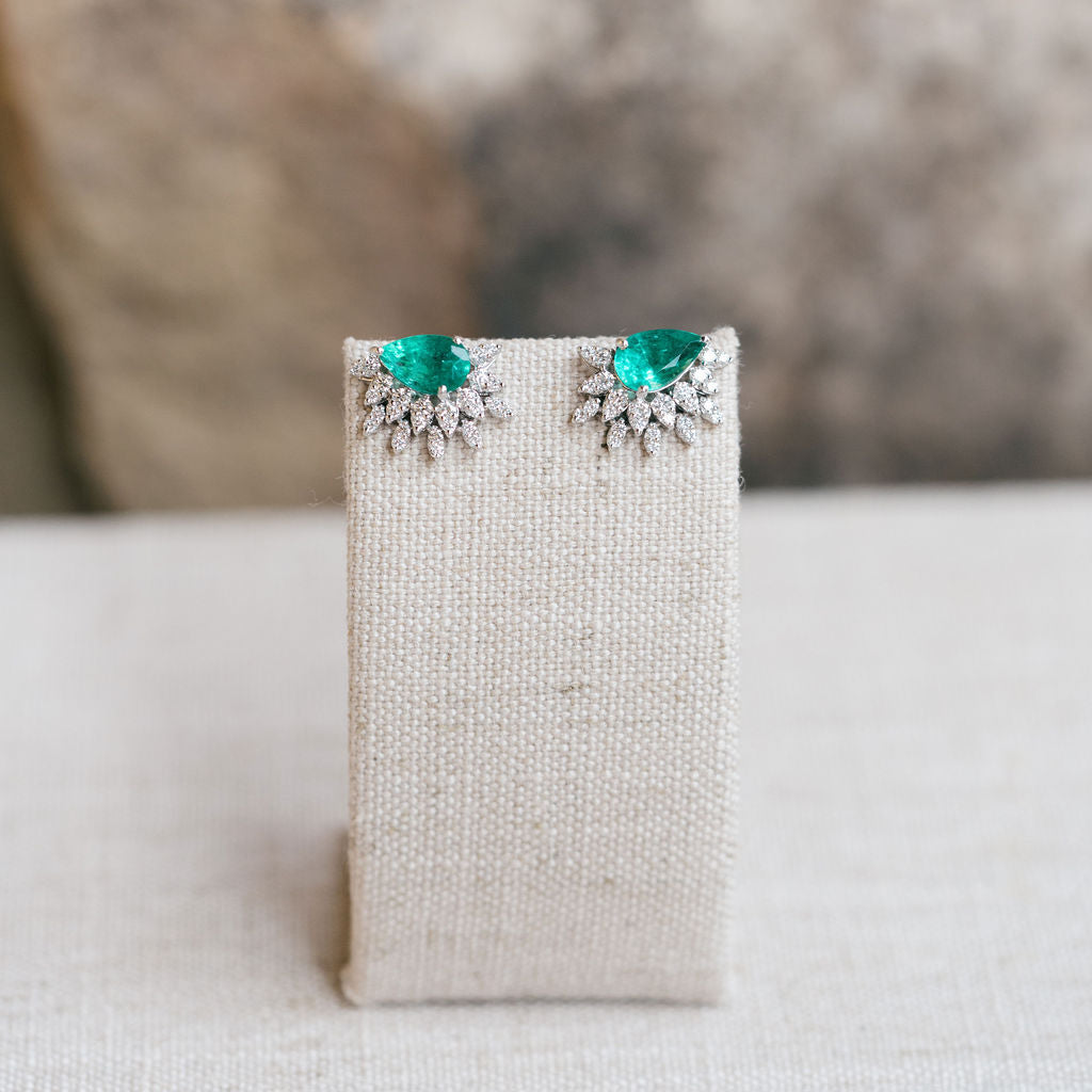 Emerald and Diamond Cascade Earrings