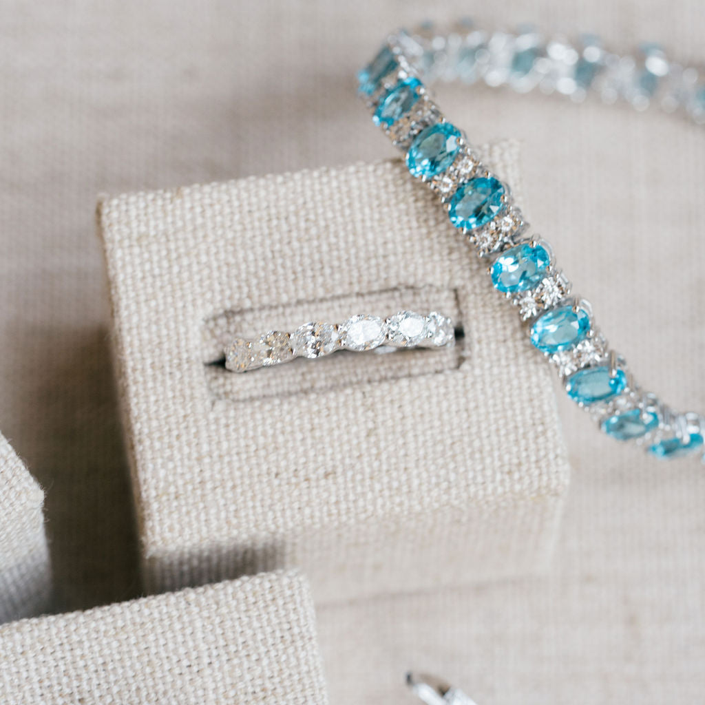 Blue Topaz and Diamond Tennis Bracelet