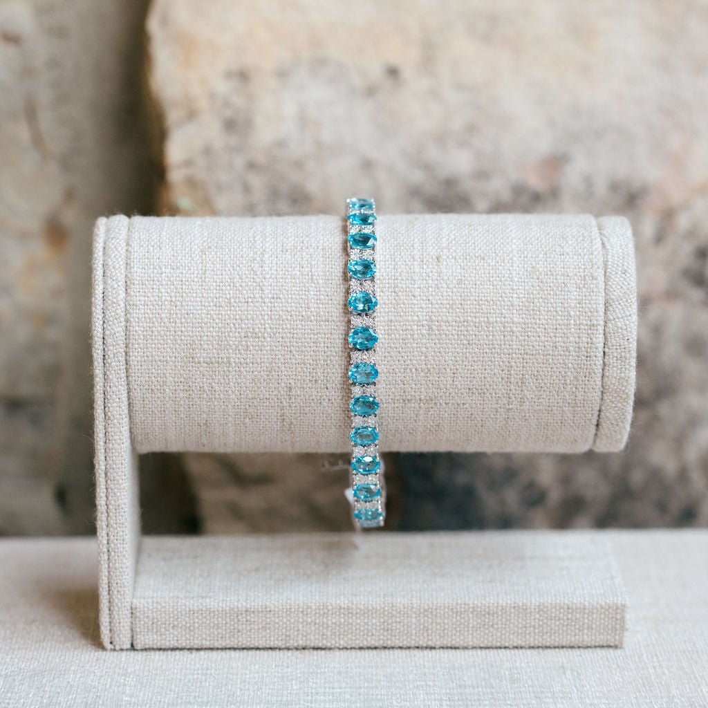 Blue Topaz and Diamond Tennis Bracelet