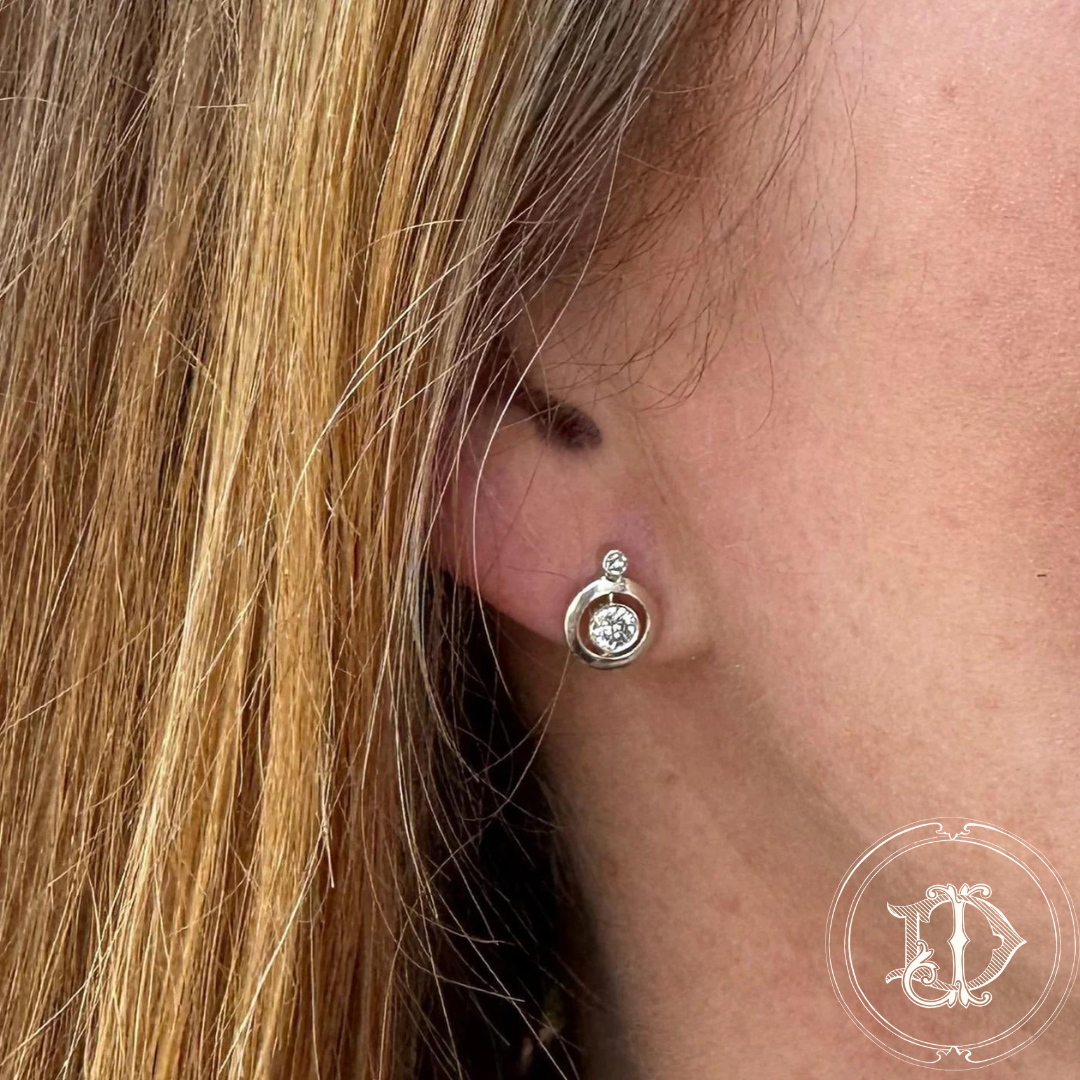Double Bezel Diamond Earrings