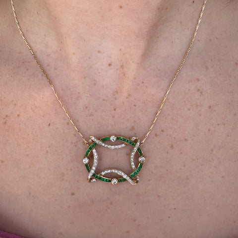 Emerald and diamond eternity pendant