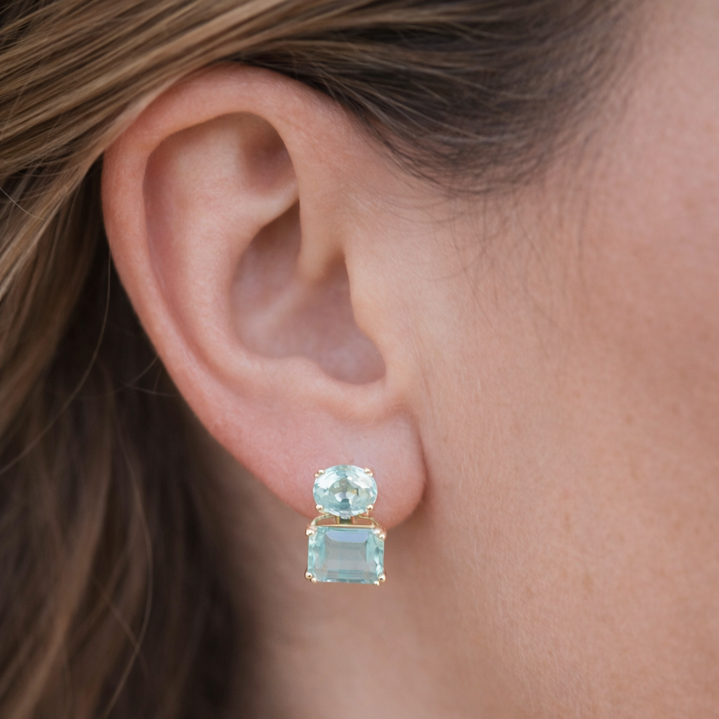 Green Aquamarine Drop Earrings