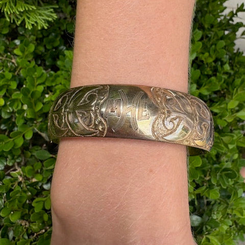 Victorian gold filled bangle with engraving and initals