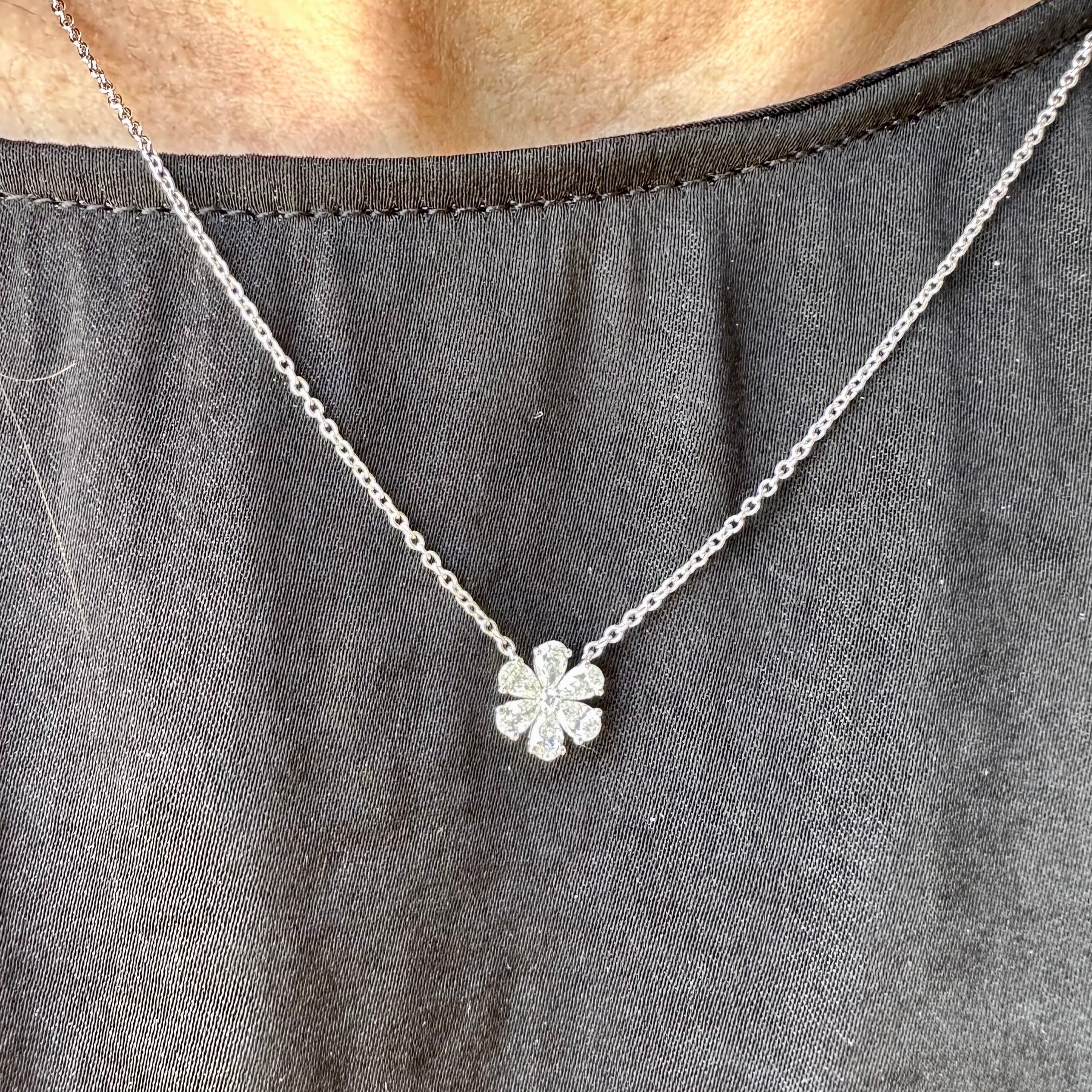 White Gold Diamond Flower Pendant