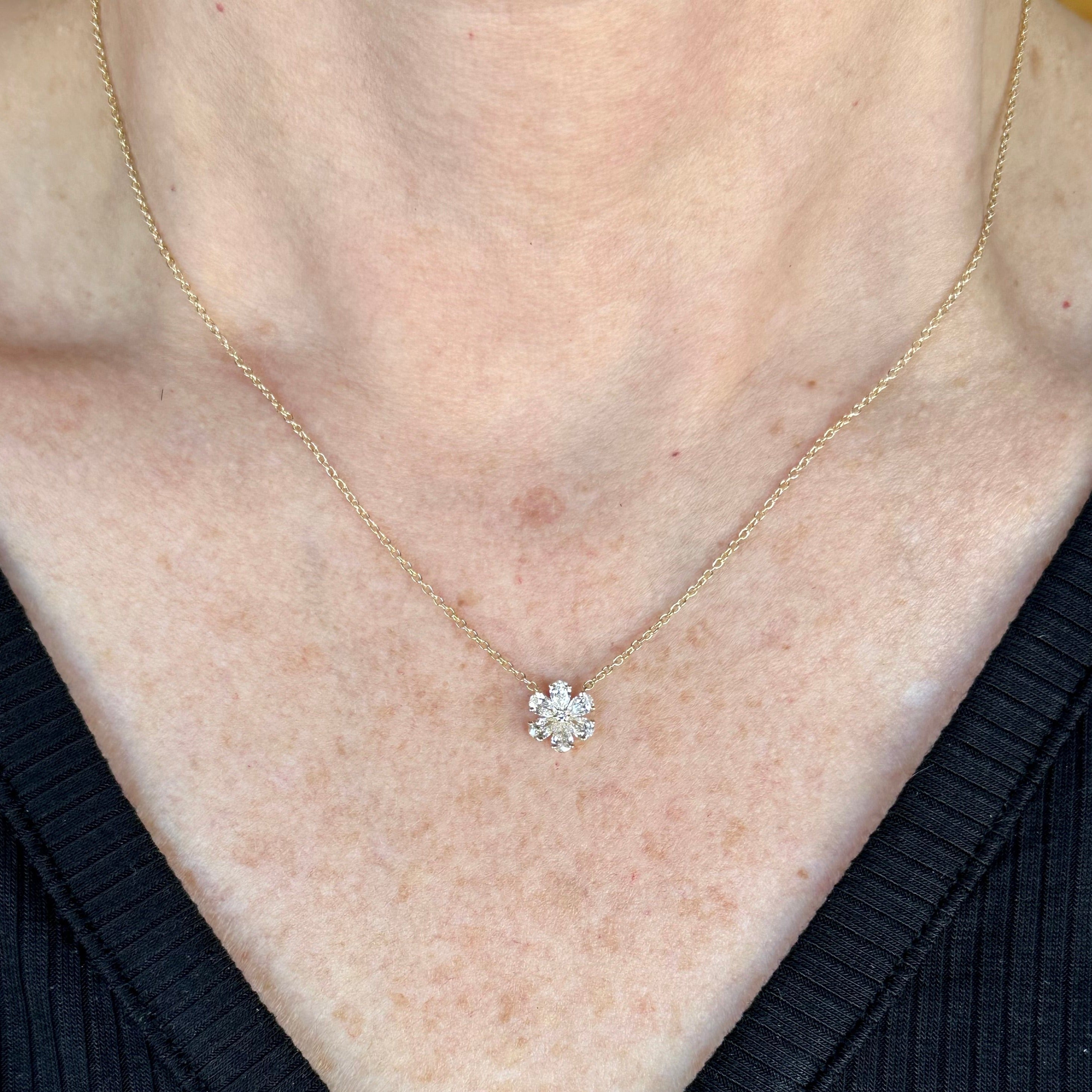 Yellow Gold Diamond Flower Pendant