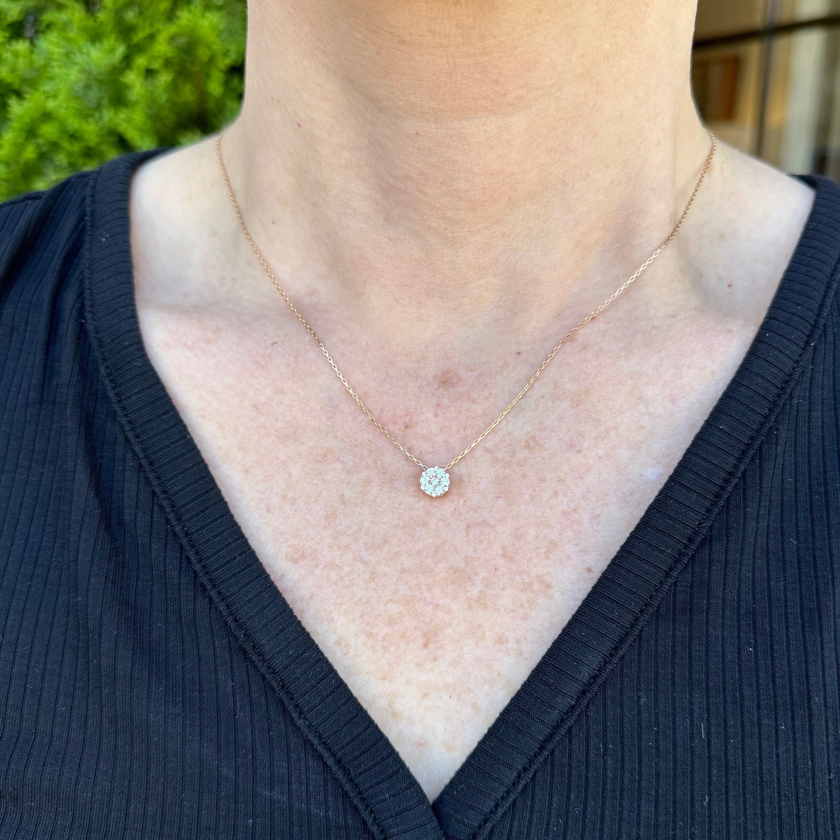 Rose Gold Diamond Cluster Pendant