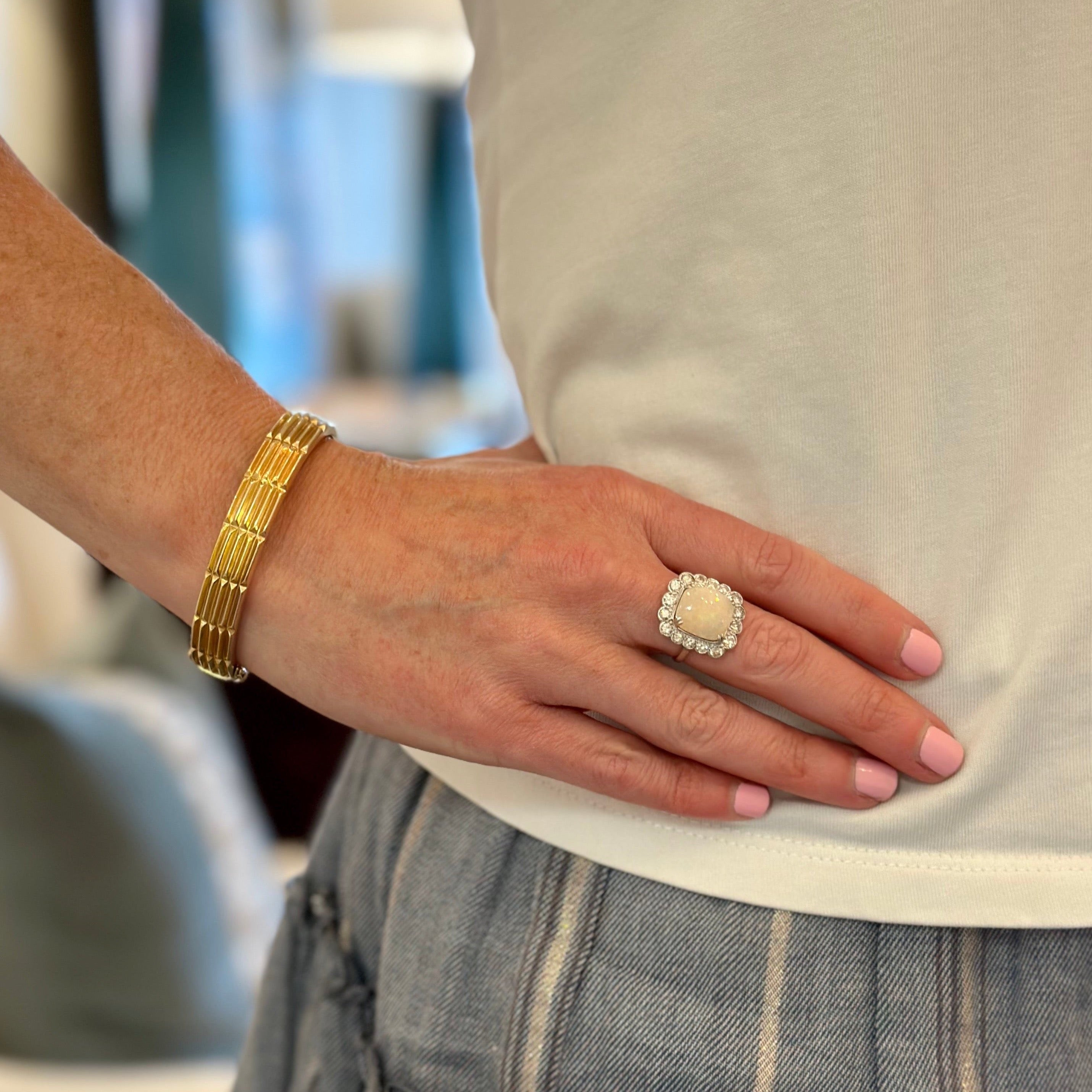 Ribbed 14k Gold Bangle