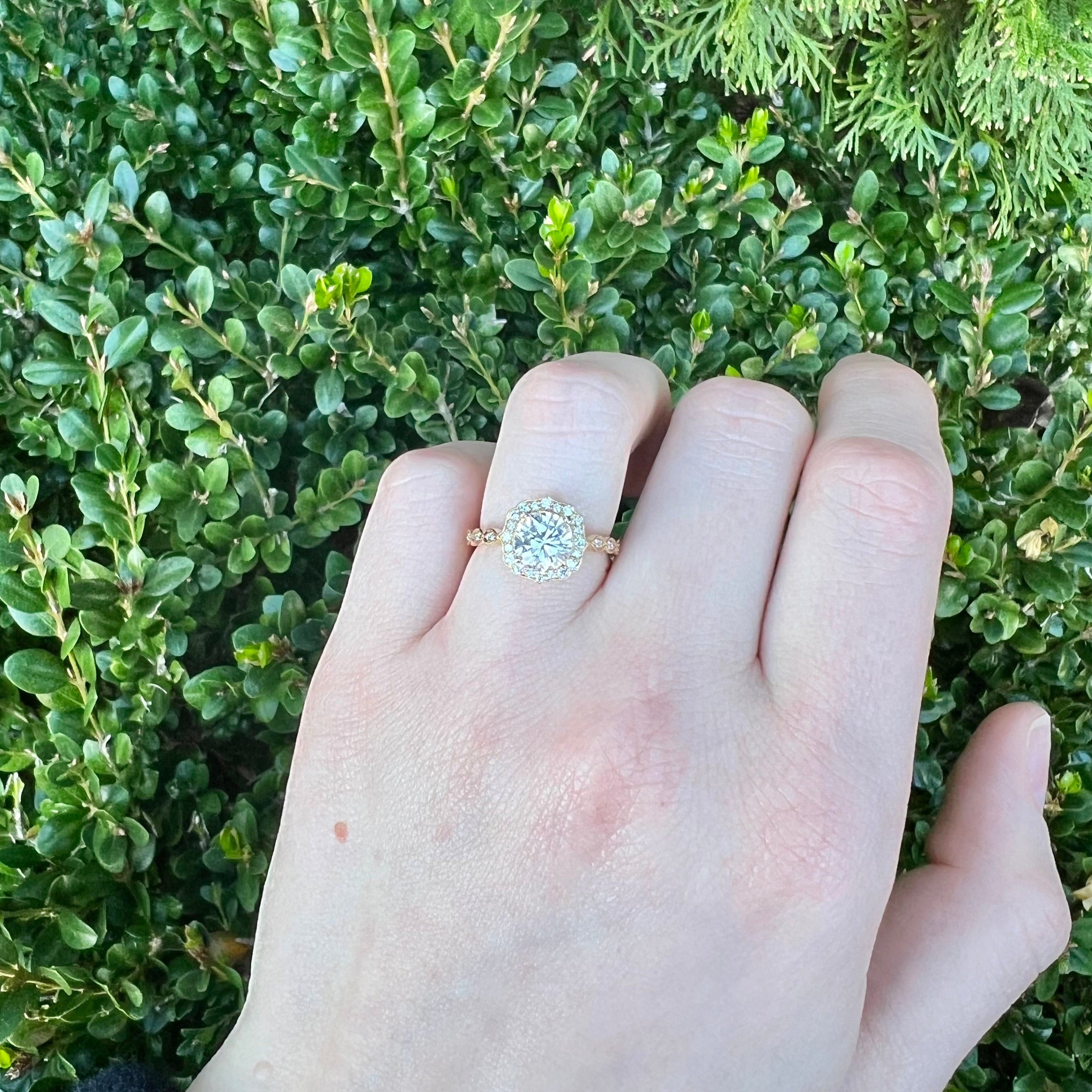 Vintage Inspired Diamond Halo Ring