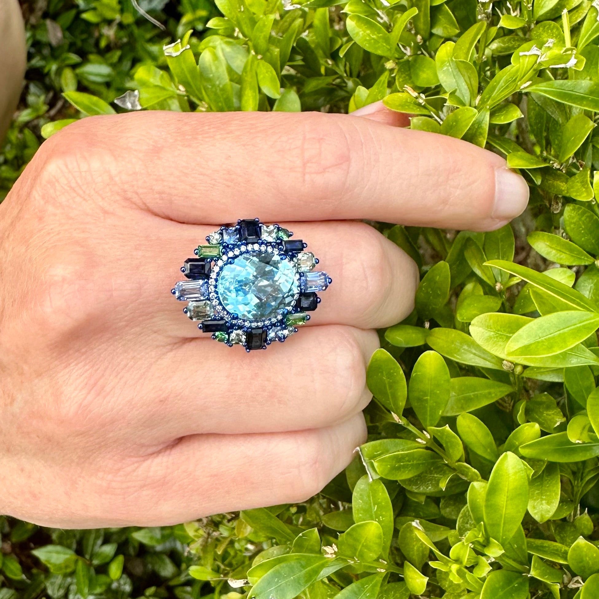 Blue Topaz and Blue Sapphire Ring