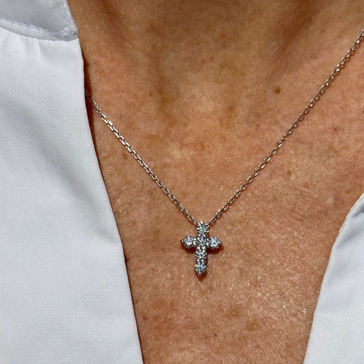 Classic White Gold Diamond Cross